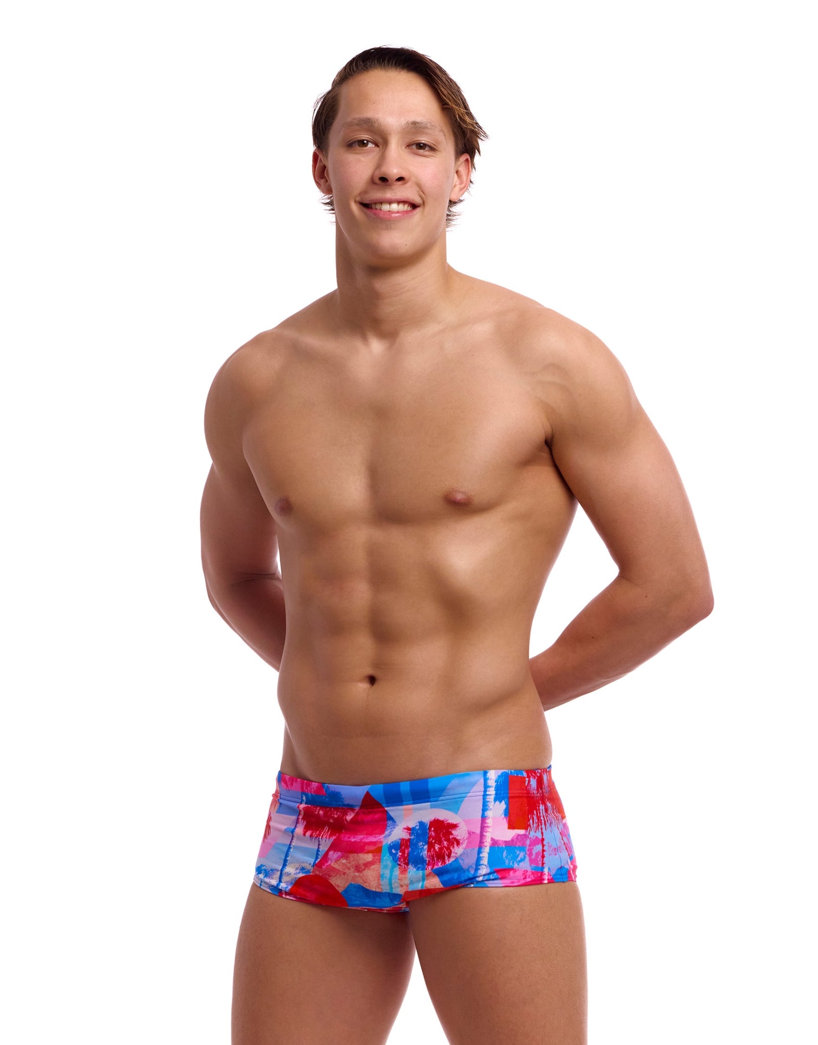 Miss Adventure Sidewinder Swim Trunks for Men - Quick Dry Blue/Red Swim Shorts - Perfect for Beach, Pool & Water Sports