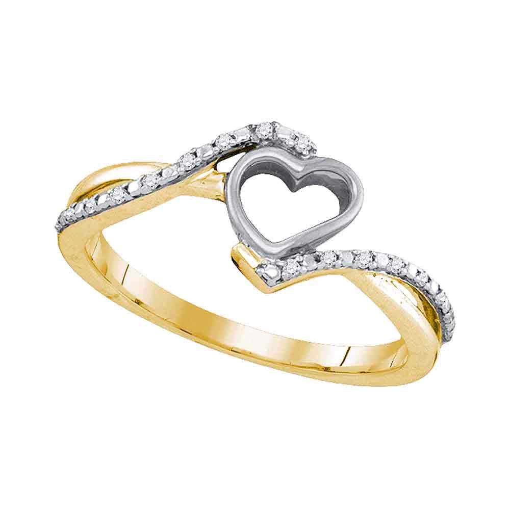 10K Yellow Gold Women's Round Diamond Heart Ring - 1/12 CTW Dazzlingrock Collection | Elegant Jewelry Gift for Valentine's Day, Anniversary & Special Occasions