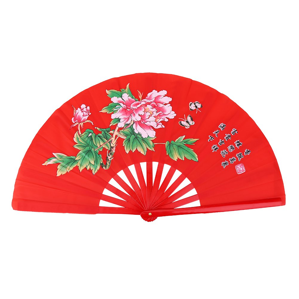 Traditional Chinese Tai Chi Fan - Bamboo Kung Fu Martial Arts Silk Fan for Wushu Dance Practice & Training (Red) | Perfect for Tai Chi, Martial Arts, Meditation & Cultural Performances