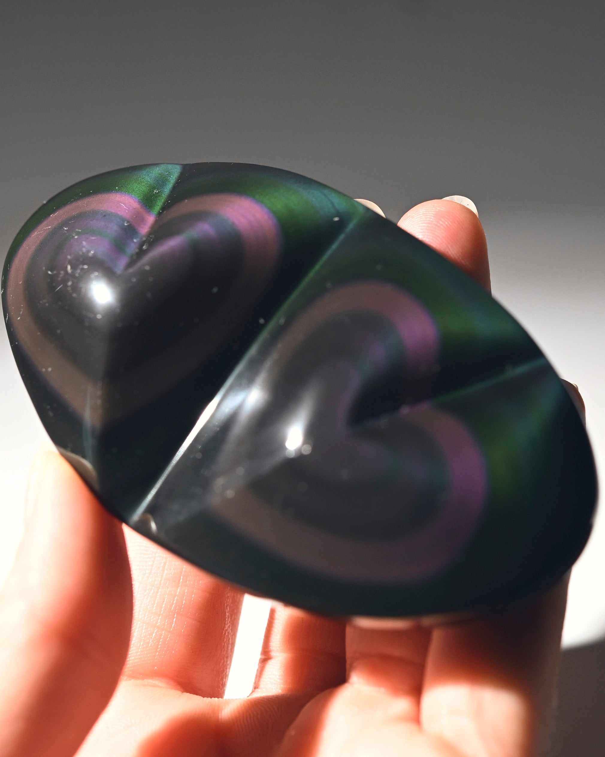 Double Heart Rainbow Obsidian Stone - Natural Healing Crystal for Love & Positivity | Perfect for Meditation, Jewelry Making & Spiritual Gifts