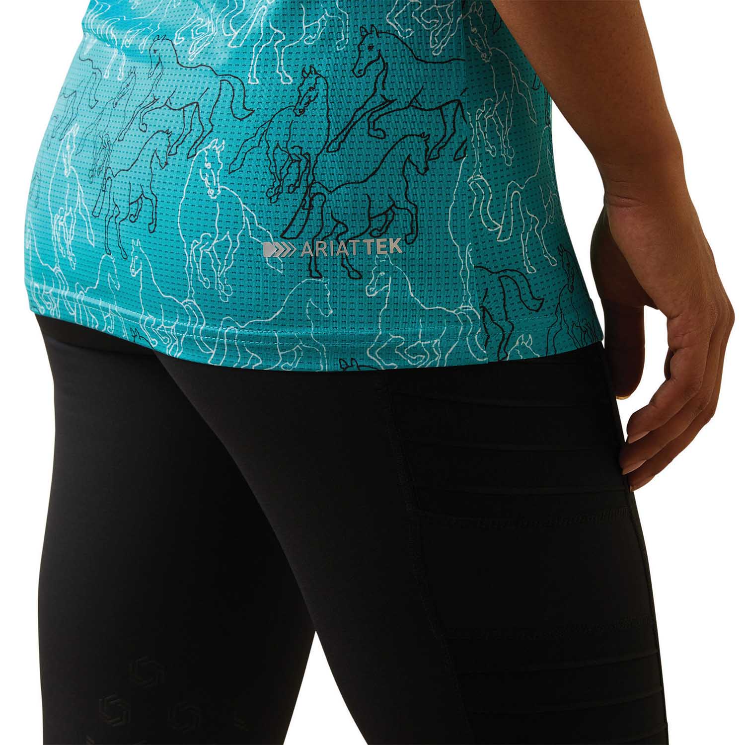 Ariat Women's Motif Polo Shirt - Viridian Green, Breathable & Comfortable Equestrian & Casual Wear for Horse Riding & Outdoor Activities