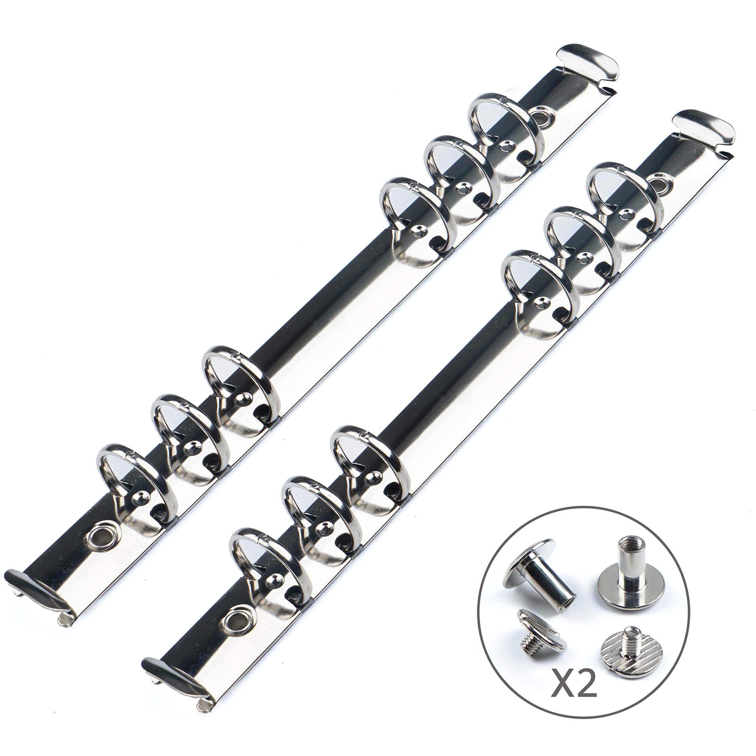 Moterm 2-Piece 6-Hole Ring Binder Replacement Mechanism Kit - A5 Size Silver 19mm for Planner Binders, Notebooks & DIY Projects - Perfect for Office, School & Home Organization