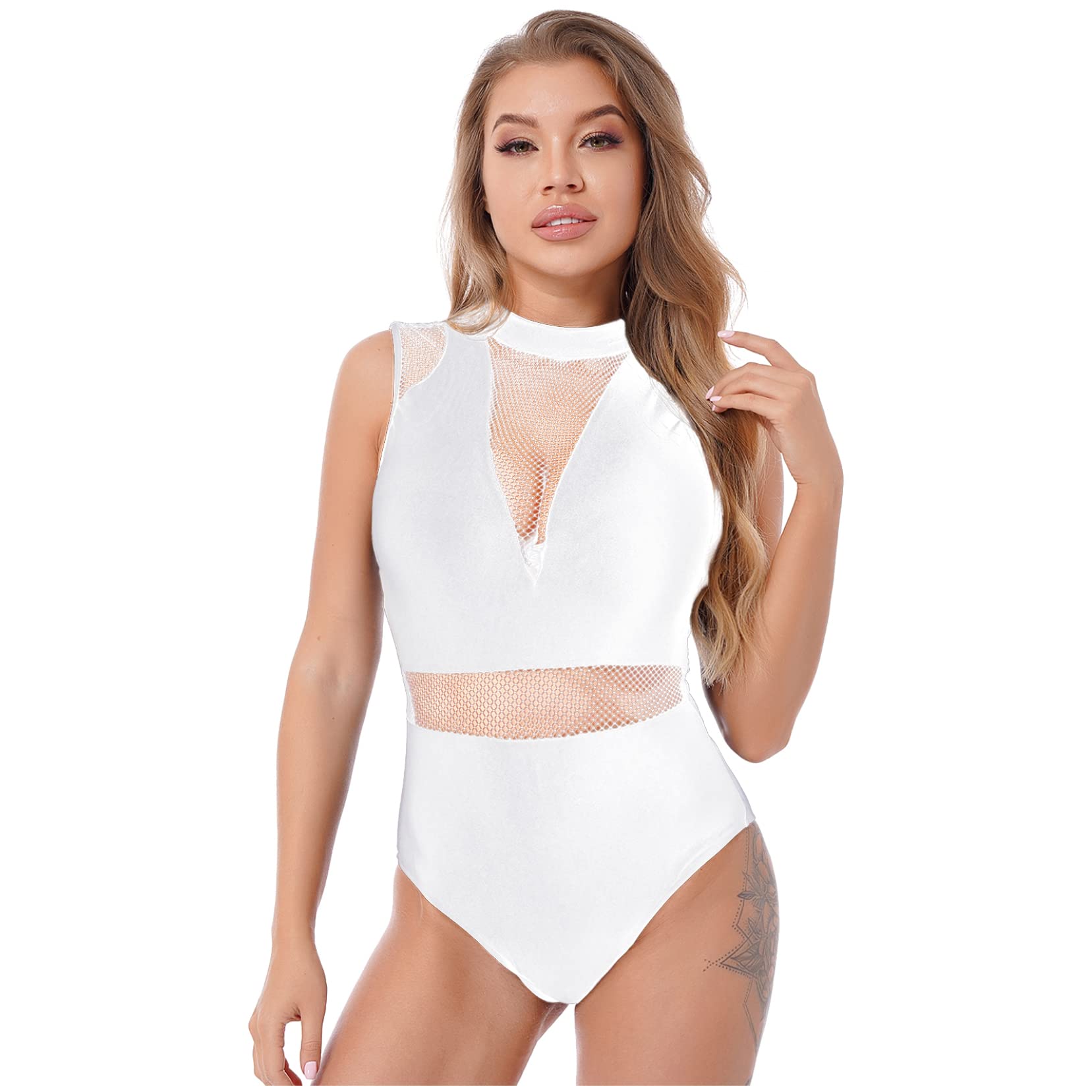 YOOJOO Women's Ballet Dance Leotard - Sleeveless Mesh Criss Cross Back Gymnastics Bodysuit for Ballet, Jazz, Contemporary & Yoga | Perfect for Dance Class, Performance & Workout