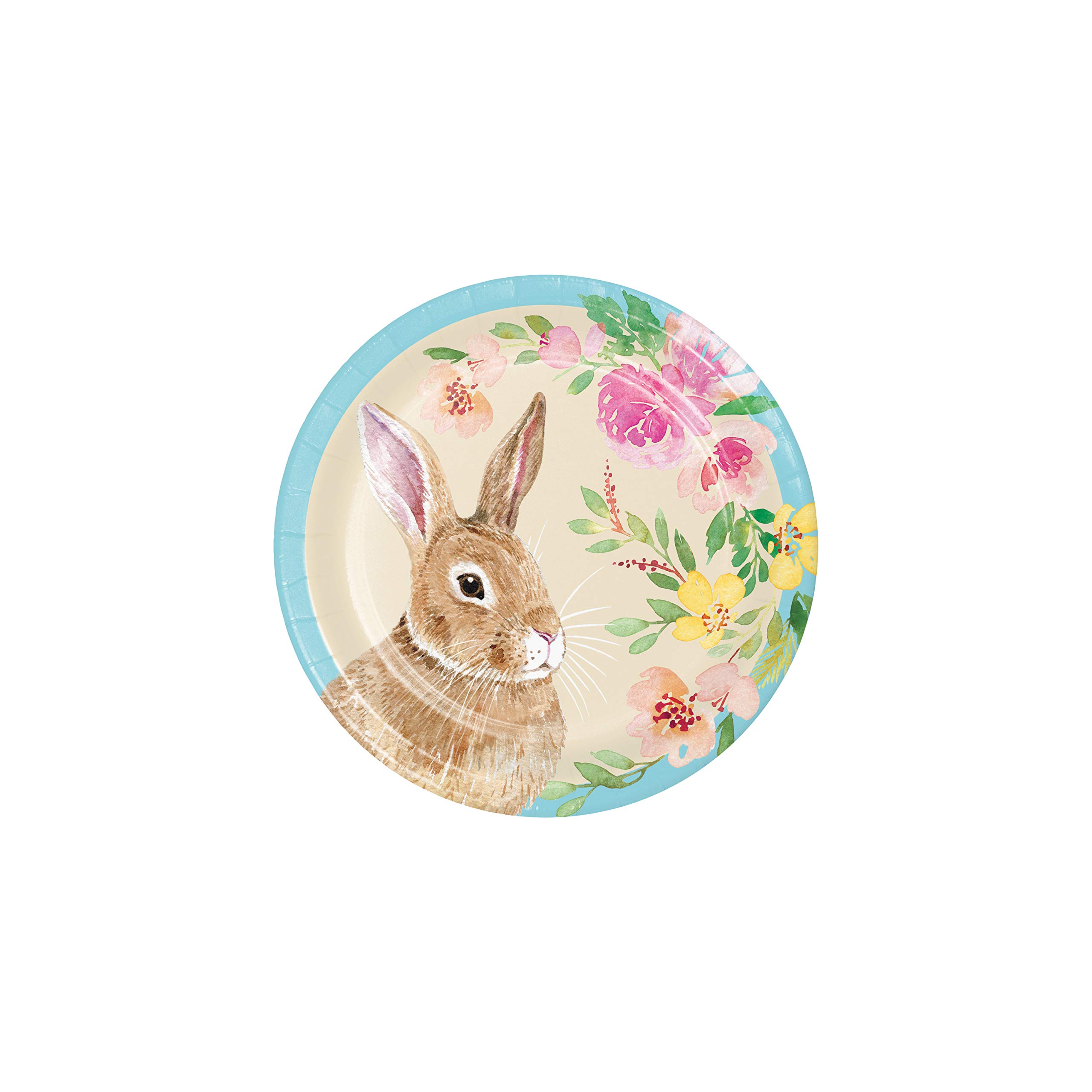 Creative Converting Watercolor Easter Bunny Dessert Plates - Set of 8 - Colorful Spring Party Tableware for Easter Brunch, Baby Shower & Holiday Celebrations