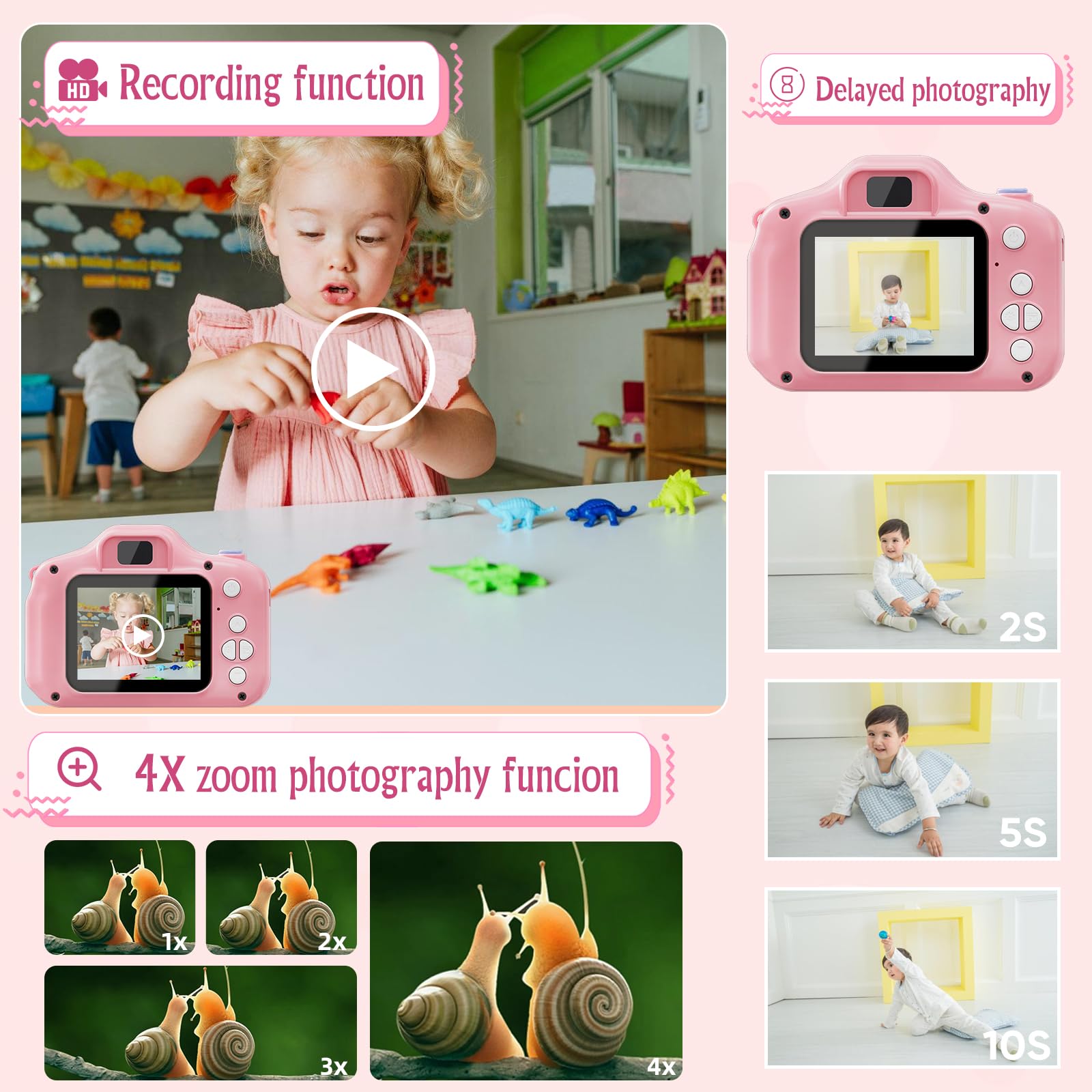 Best Kids Digital Camera for Girls Age 3-7 - 1080P HD Toddler Camera with 32GB SD Card, Christmas Birthday Gifts for 3 4 5 6 Year Old Girls - Perfect for Travel, Outdoor Adventures & First Photography Experience