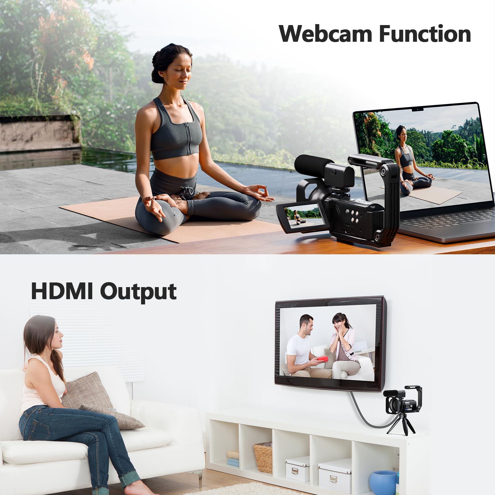 5K 56MP Vlogging Camera with WiFi & Night Vision - 3” 270° Rotatable Touchscreen YouTube Camcorder, Includes 64GB SD Card, Microphone, Stabilizer, Remote, Batteries & Tripod - Perfect for Travel Vlogging, Live Streaming & Podcast Recording