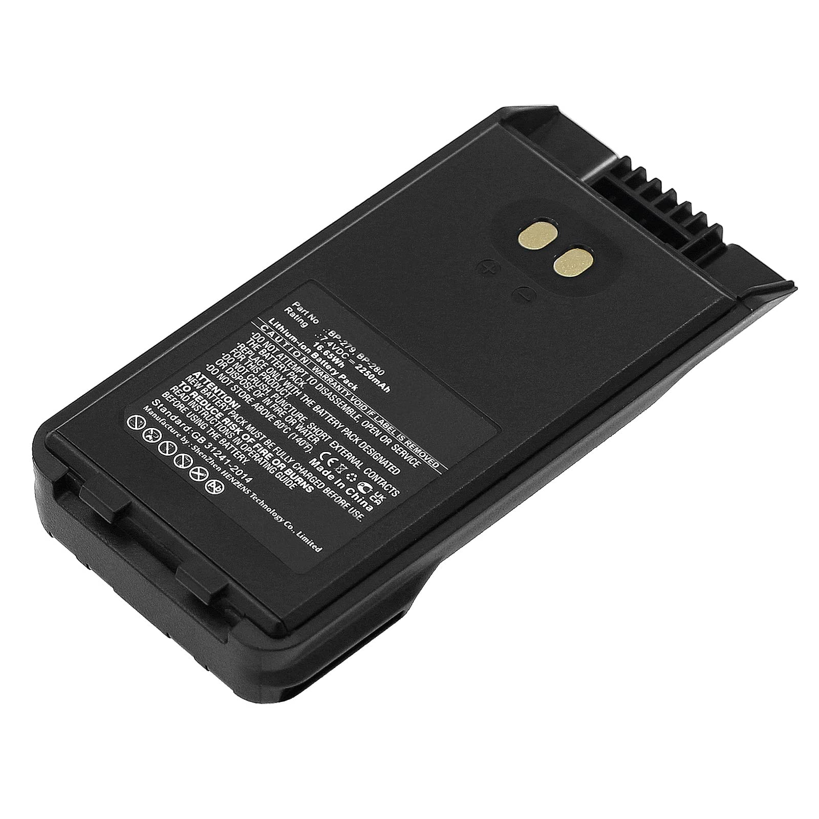 Synergy Digital 2-Way Radio Battery - 2250mAh Li-ion Replacement for Icom IC-F2000S & BP-279 | 7.4V High Capacity Walkie Talkie Battery for Security, Construction & Outdoor Adventures