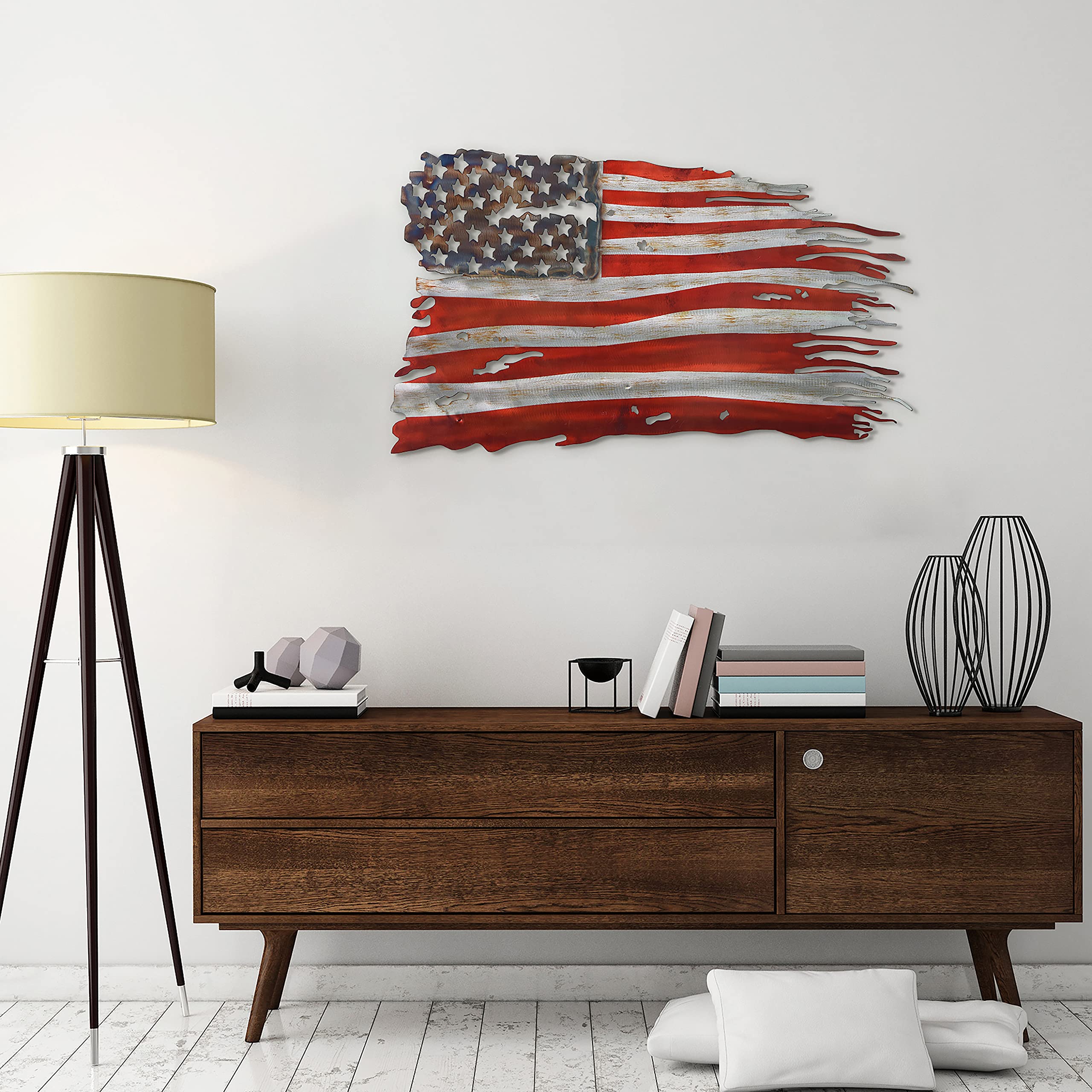 Empire Art Direct Hand Painted Etched Metal Wall Sculpture - Patriotic Free & Brave Wall Art Decor - Ready to Hang for Living Room, Bedroom & Office - Perfect for Home, Office & Gift Giving
