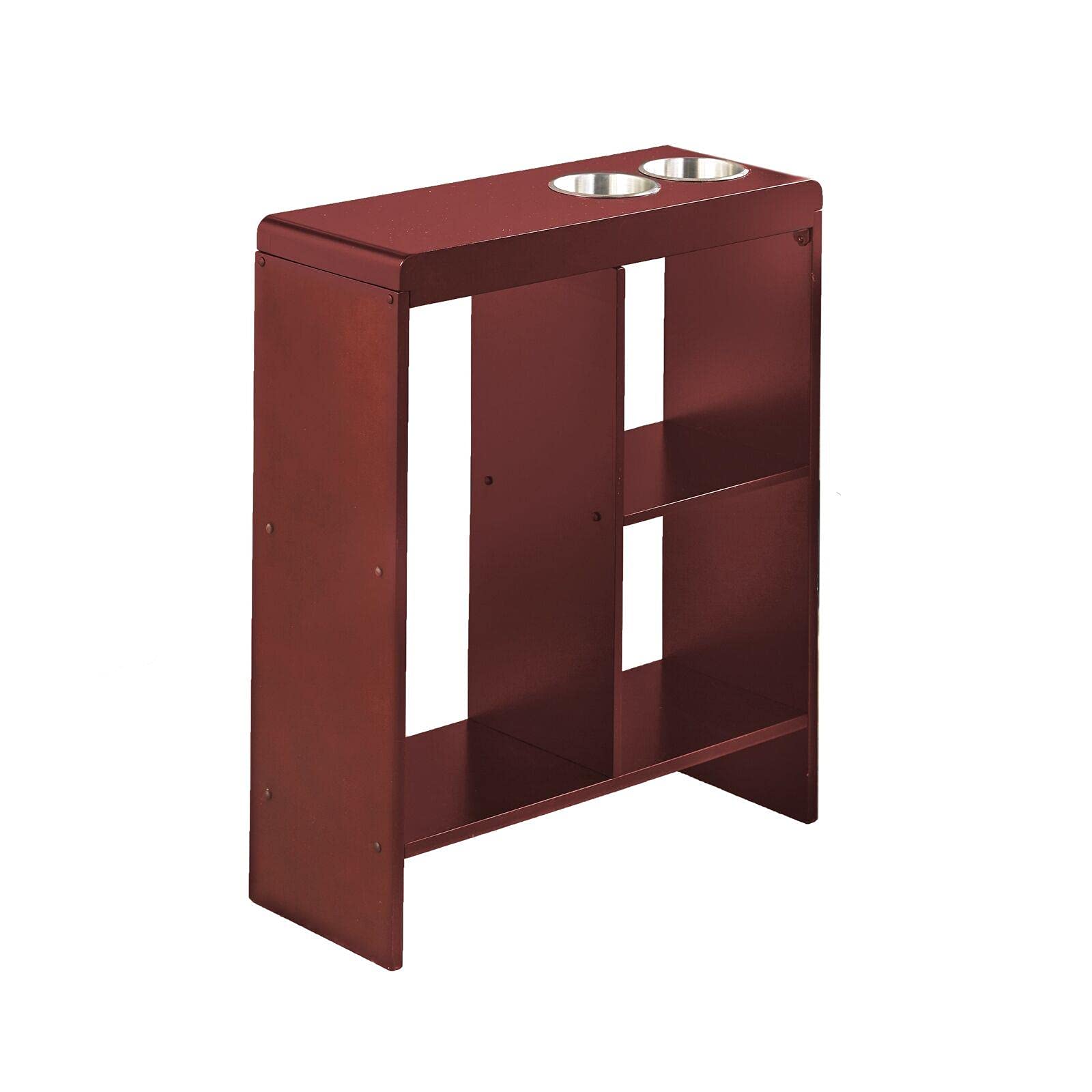 Modern Slim End Table with Drink Holders & Built-in Shelves - Multi-Functional Computer Desk, Gaming Desk, Standing Desk & Home Office Desk with Drawers - Perfect for Small Spaces, Gaming Setups & Workspaces