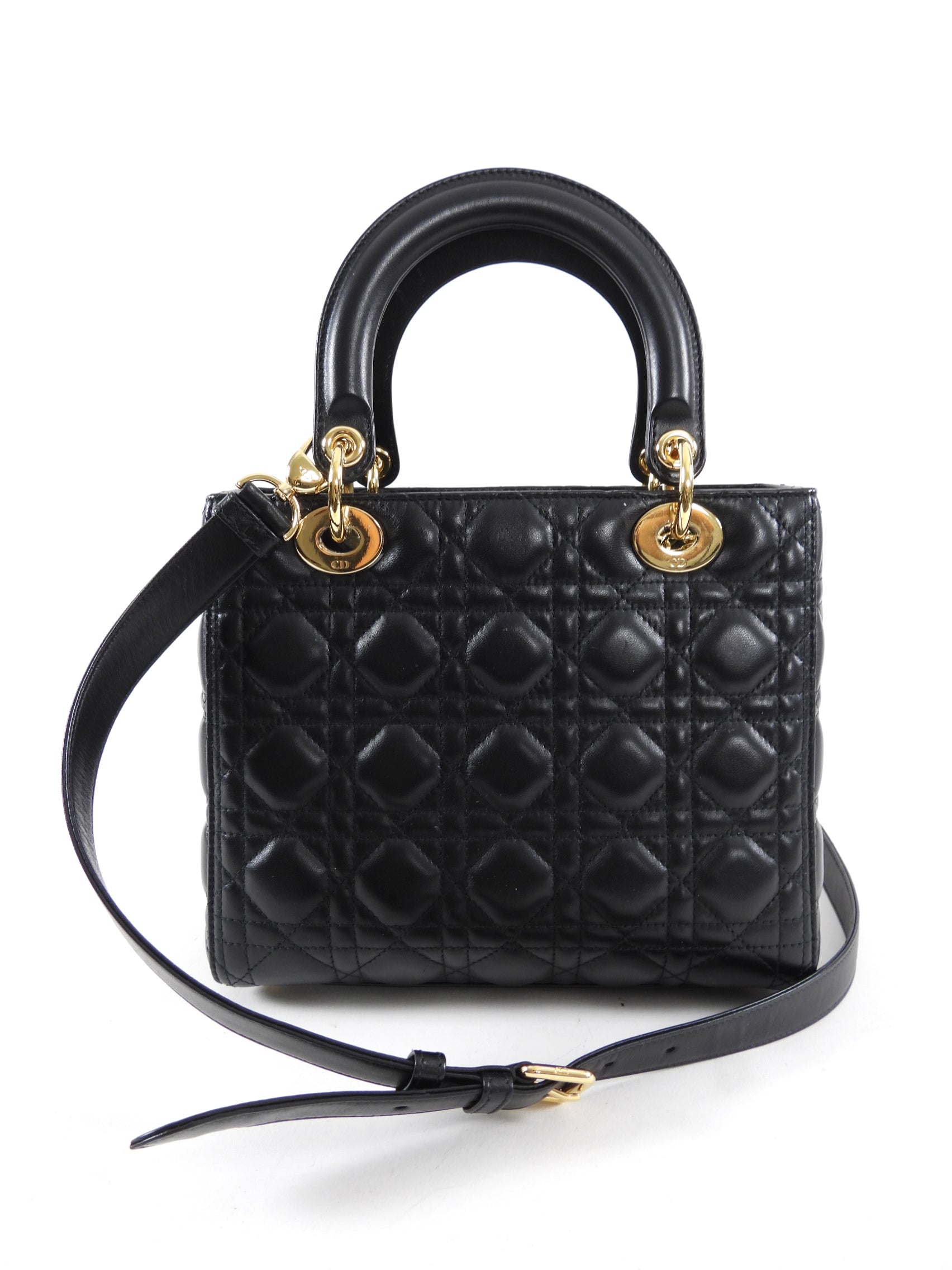 Dior Lady Dior Medium Handbag - Black Lambskin Leather with Cannage Stitch Crossbody Purse for Women | Perfect for Work, Date Night & Special Occasions