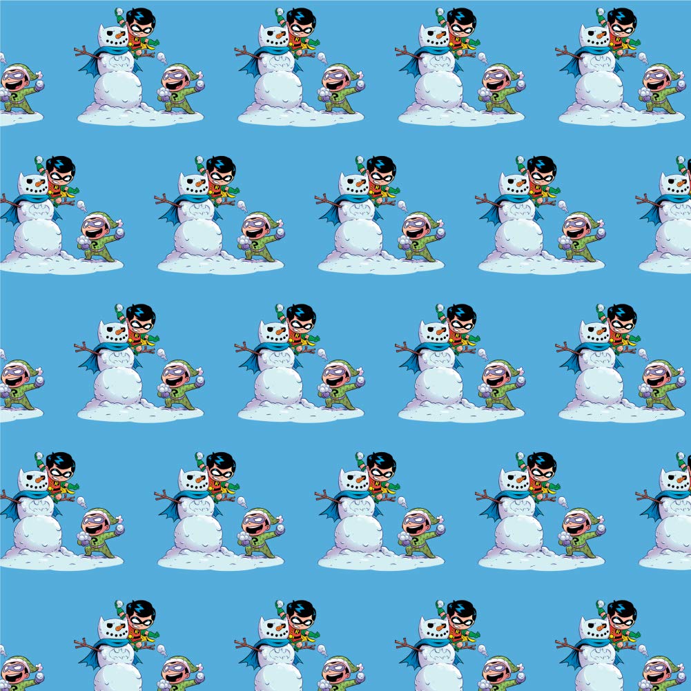 DC Comics Robin vs Riddler Snowball Fight Christmas Wrapping Paper Roll - Festive Holiday Gift Wrap for Birthdays, Parties & Special Occasions