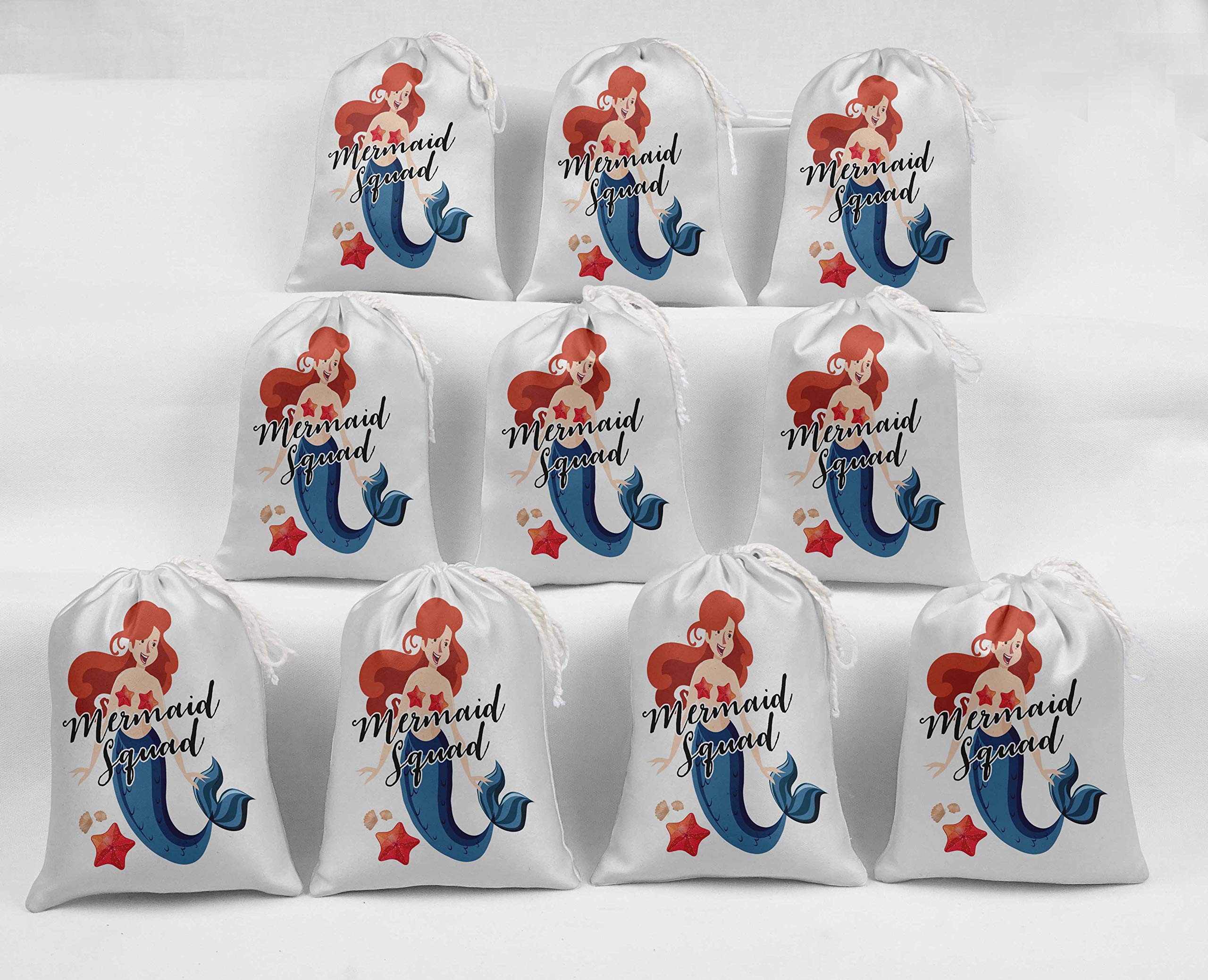 White Mermaid Squad Birthday Party Supplies - 15pcs Favor Candy Bags for Girls' Birthday, Baby Shower & Themed Parties - Perfect for Goodie Bags, Treats & Party Favors