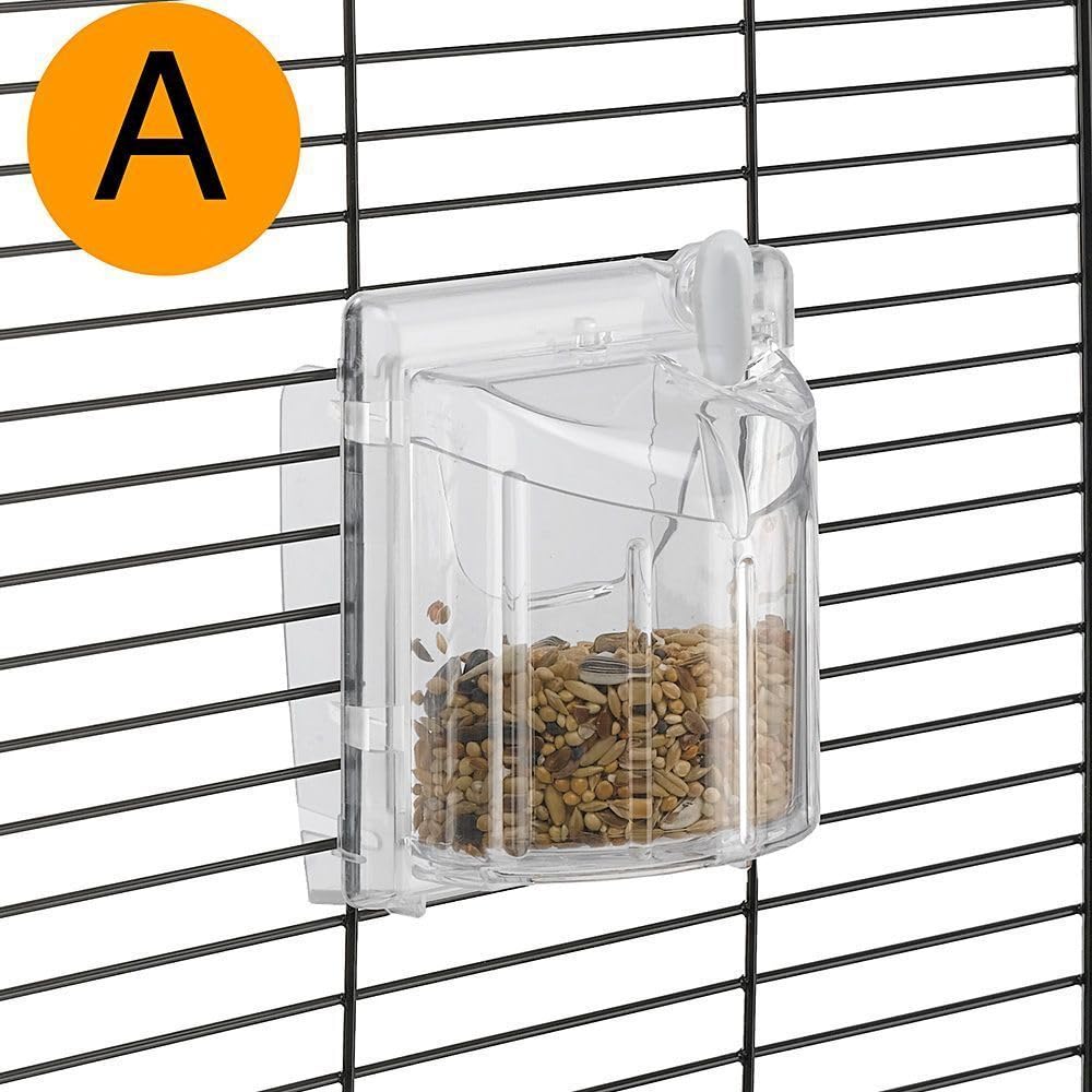Ferplast Rekord 3 Canary Bird Cage - White Metal with Blue Plastic Base (49x30x48.5cm) | Includes Accessories & Rotating Feeders | Durable Home & Aviary Use for Small Birds
