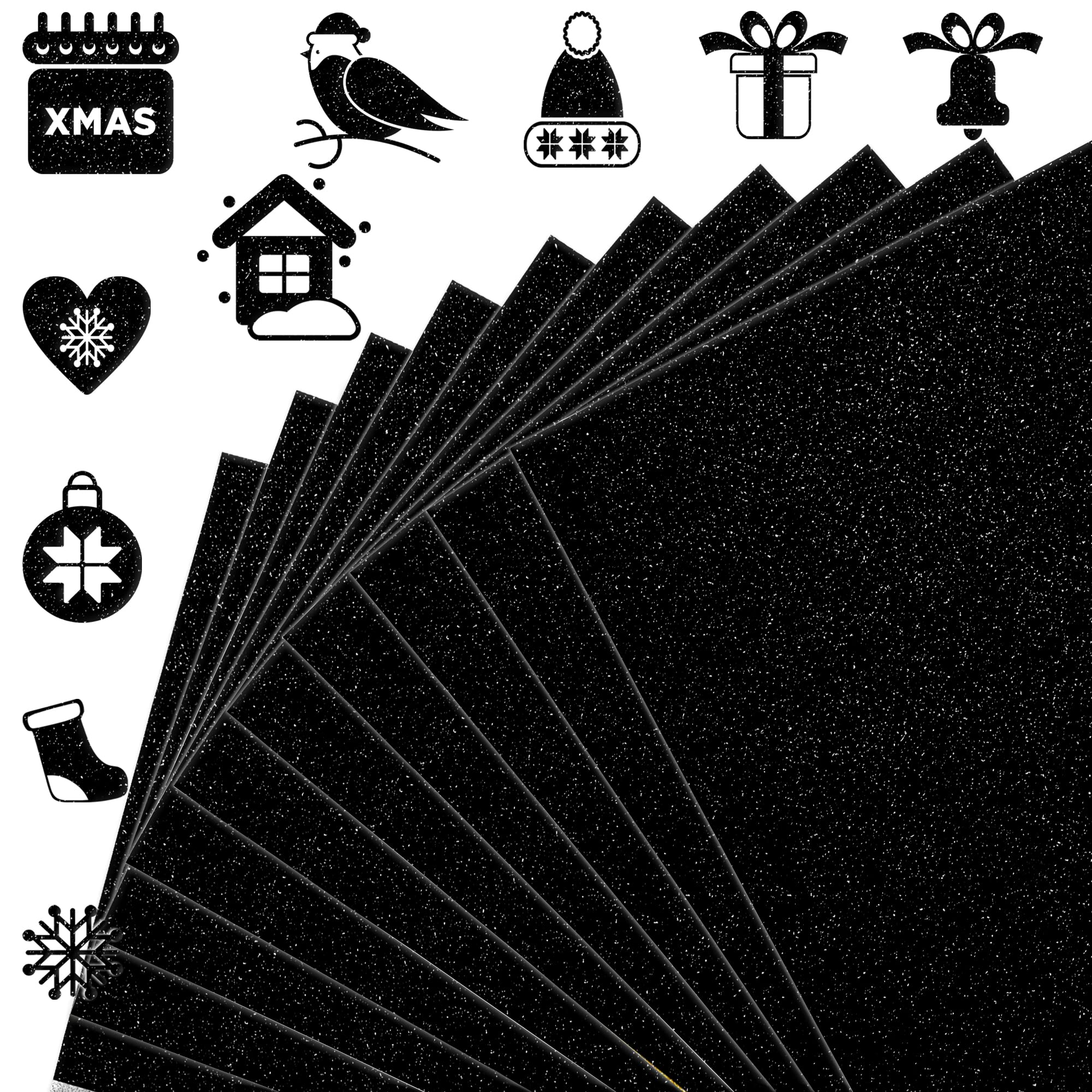 FEILIBAY 20 Sheets Glitter Cardstock Paper - Premium 250GSM Black Glitter Paper for Scrapbooking, DIY Crafts, Birthday & Wedding Decorations, Gift Wrapping, Invitations, Cards Making - Perfect for Party, School Projects & Creative Arts