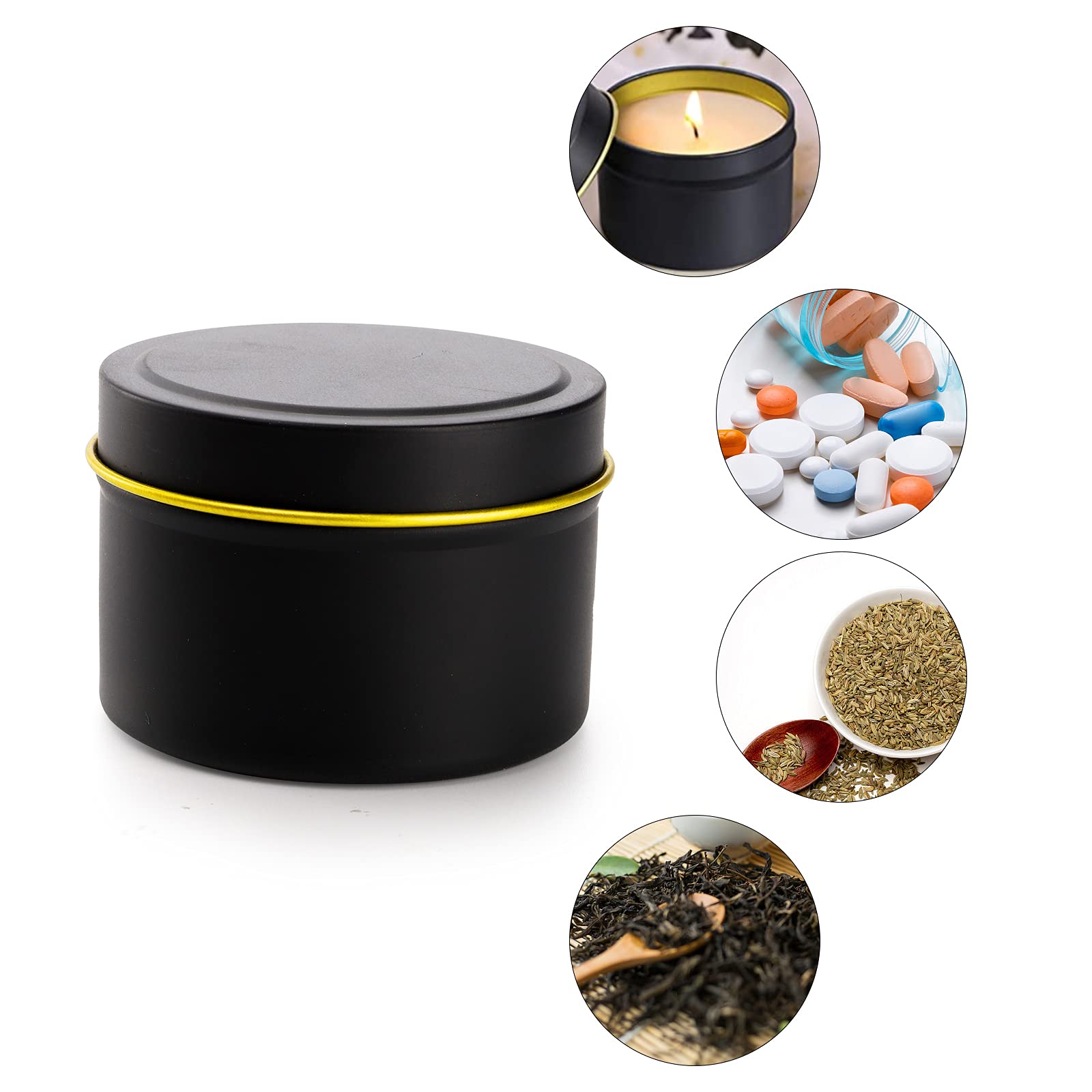 ZEAYEA 30-Piece 4 oz Round Black Metal Candle Tins with Lids - DIY Candle Making Containers, Arts & Crafts Supplies, Travel Storage Jars - Perfect for Holiday Gifts, Home Decor & Wedding Favors