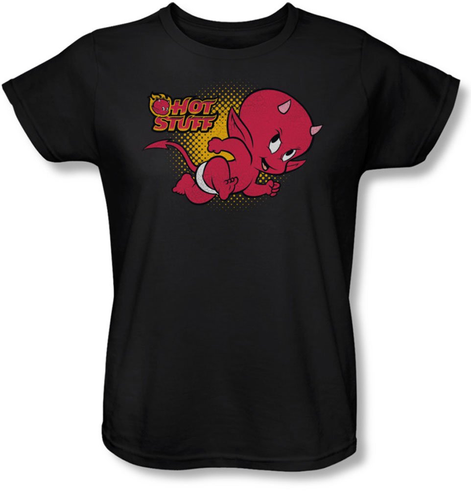 Hot Stuff - Women's Little Devil Graphic T-Shirt | Fun & Edgy Casual Tee for Parties, Halloween & Everyday Wear