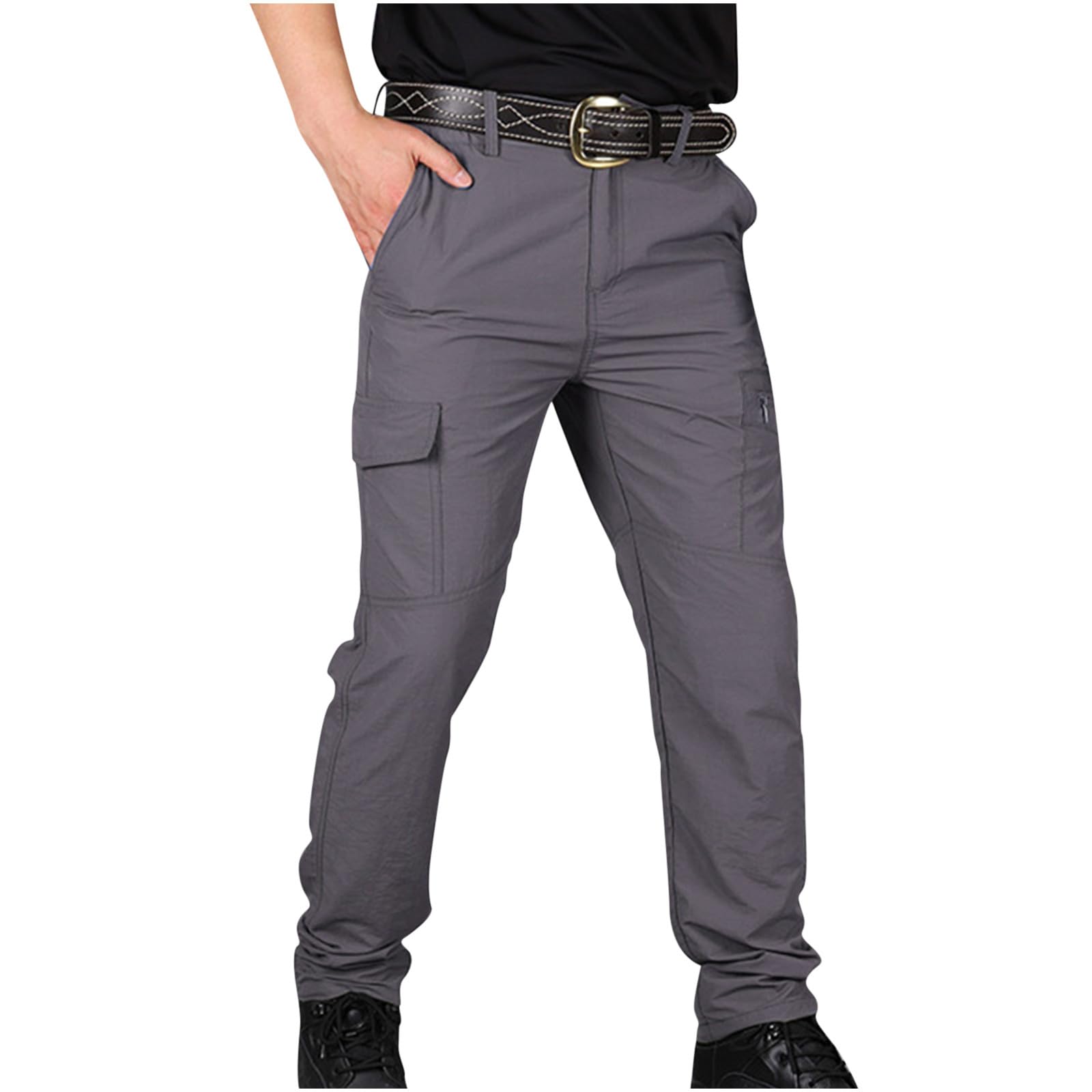 Men's Lightweight Hiking Cargo Pants with Multi-Pockets for Outdoor Travel