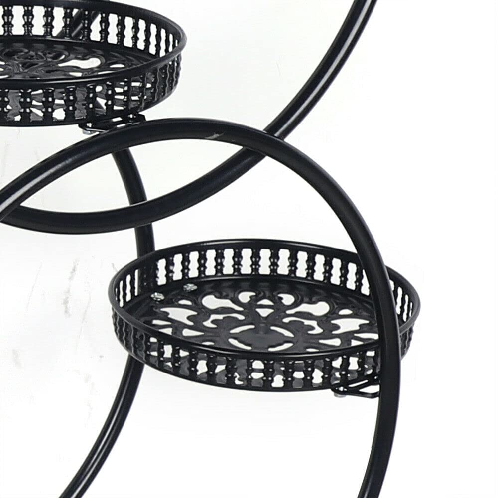 6 Tier Metal Flower Pot Rack - Black Plant Shelf with Wheels for Indoor Outdoor Garden, Balcony, Corner - Organize Plants, Herbs, Succulents - Durable Planter Display Stand for Home & Patio Decor