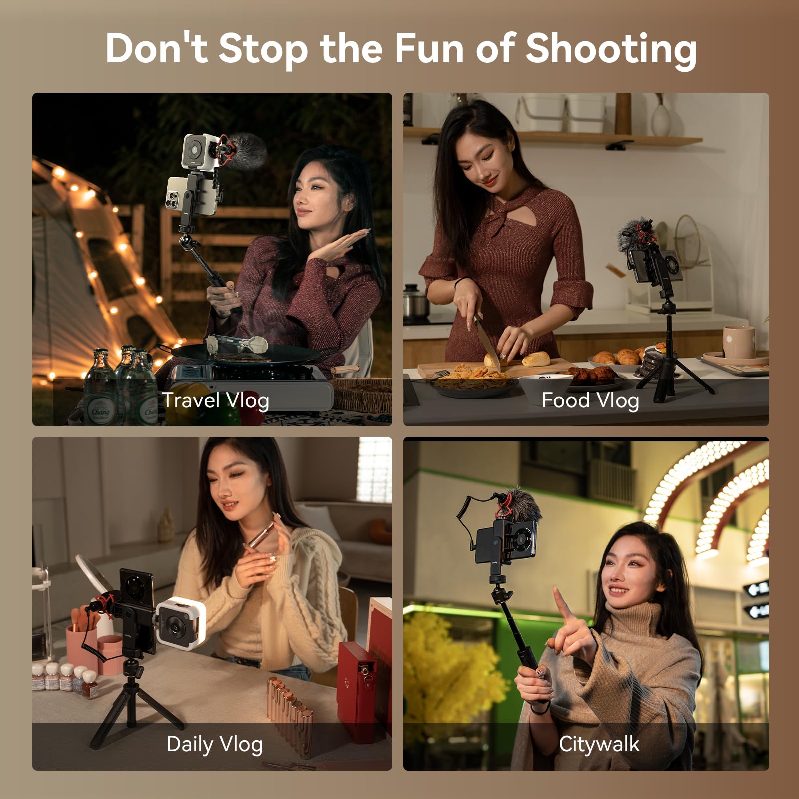 SMALLRIG VK-50 iPhone Vlogging Kit - Complete Content Creation Starter Pack for YouTube & TikTok with Tripod, Phone Mount, LED Light & Shotgun Mic - Perfect for Travel Vlogging, Live Streaming & Social Media Videos