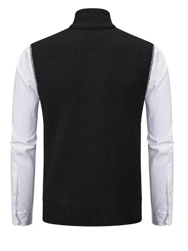 Men's Stand Collar Sleeveless Knit Vest - Slim Fit Casual & Layering Piece for Office, Outdoors & Fall Fashion