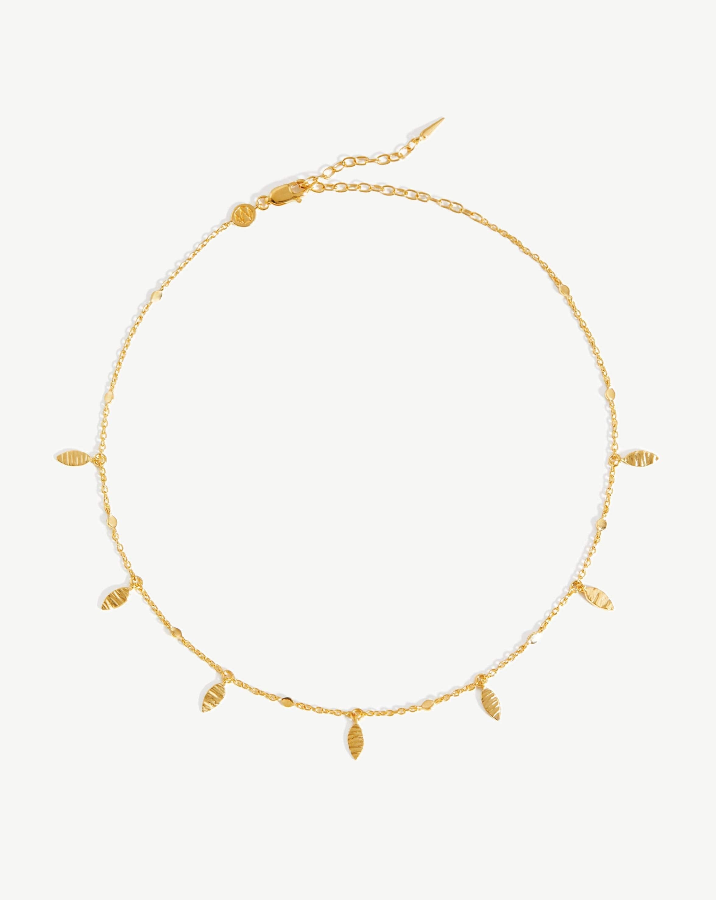 18k Gold Vermeil Leaf Charm Choker Necklace - Elegant Layering Piece for Women, Perfect for Everyday Wear & Special Occasions