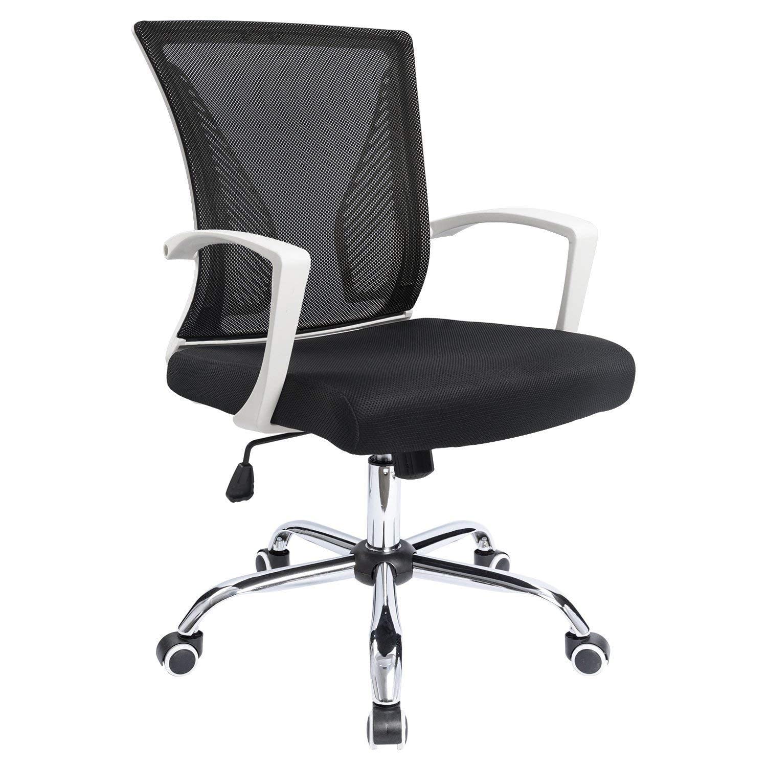 Furniwell Ergonomic Office Chair - Mid Back Mesh Computer Chair with Lumbar Support & Armrests, Swivel Rolling Task Chair for Home & Office Workspace | Perfect for Long Hours Sitting, Gaming & Remote Work
