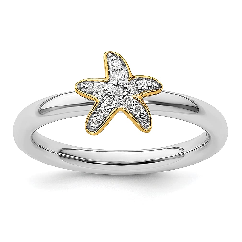 925 Silver Starfish Diamond Ring for Women - Stackable Jewelry Gift for Her - Perfect for Beach & Party