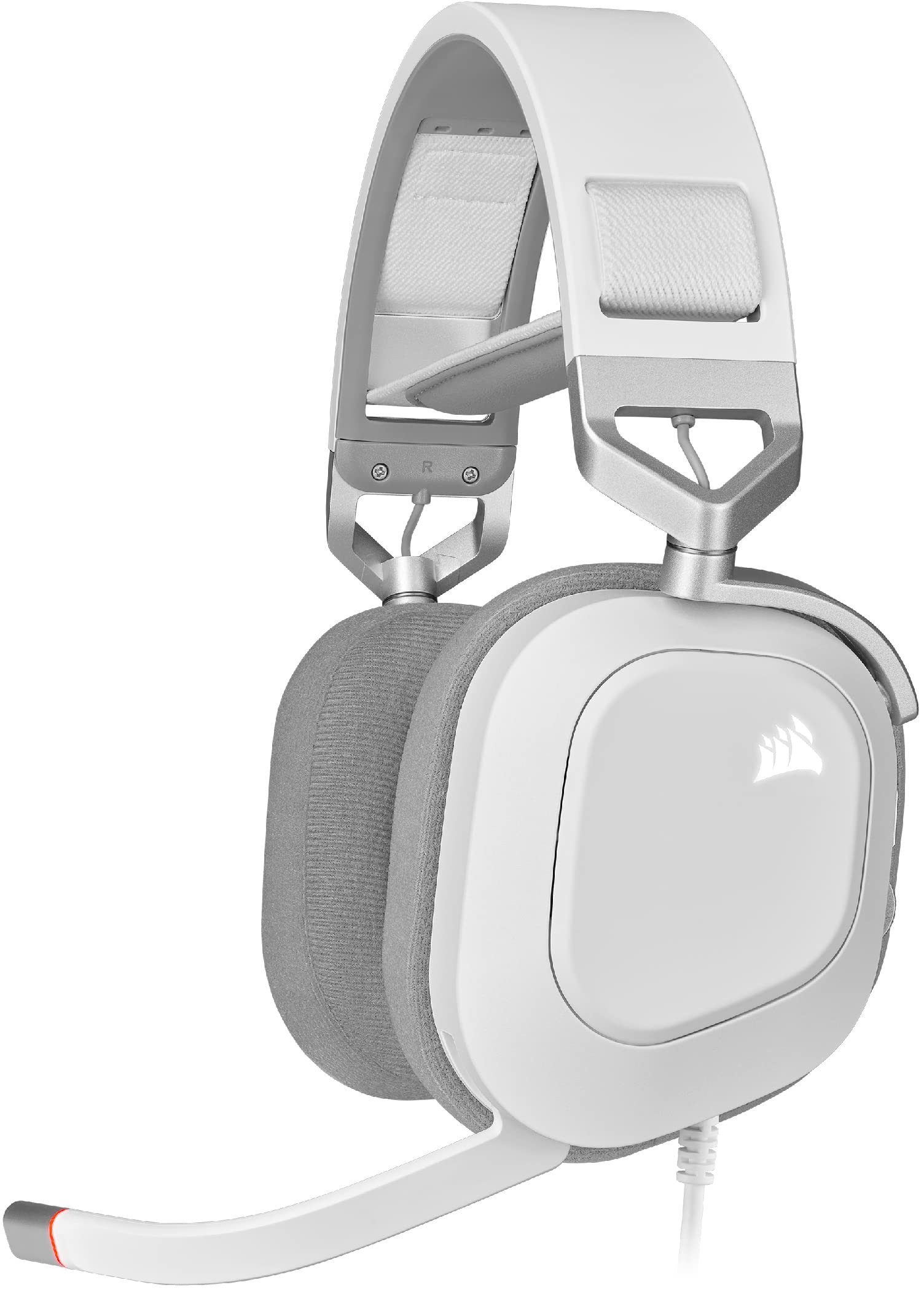 Corsair HS80 RGB USB Premium Gaming Headset with Dolby Audio 7.1 Surround Sound - Broadcast-Grade Mic, Memory Foam Earpads, Hi-Fi Sound for PC, PS5, Xbox - White | Perfect for Competitive Gaming & Streaming