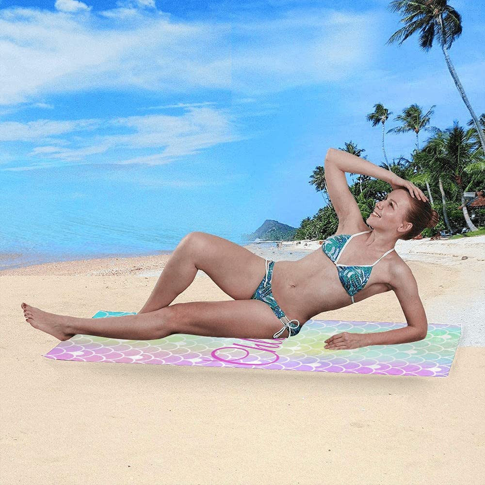 Personalized Beach Towels with Name - Custom Monogrammed Large Soft Quick Dry Towels for Women, Men, Adults - Perfect for Pool, Vacation, Summer Travel & Beach Gifts