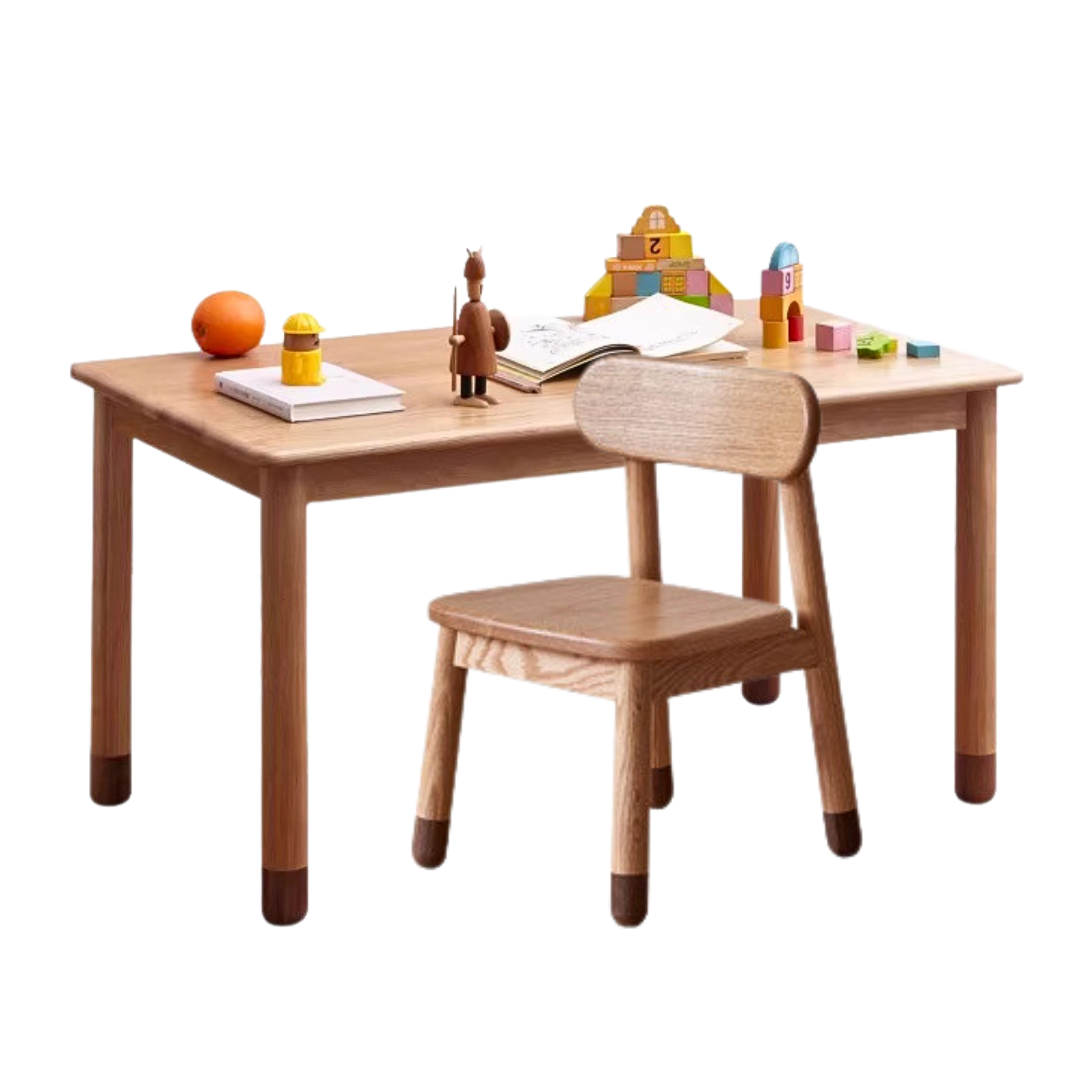 31.4x19.6x19.6 inch/ 80x50x50 cm/ Natural wood color/ children's handmade table + children's chair 2 pcs