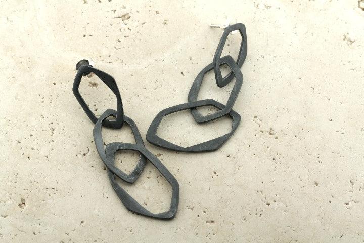 Oxidized Drop Link Earrings for Women - Trendy Boho Dangle Jewelry - Perfect for Parties, Weddings & Everyday Wear