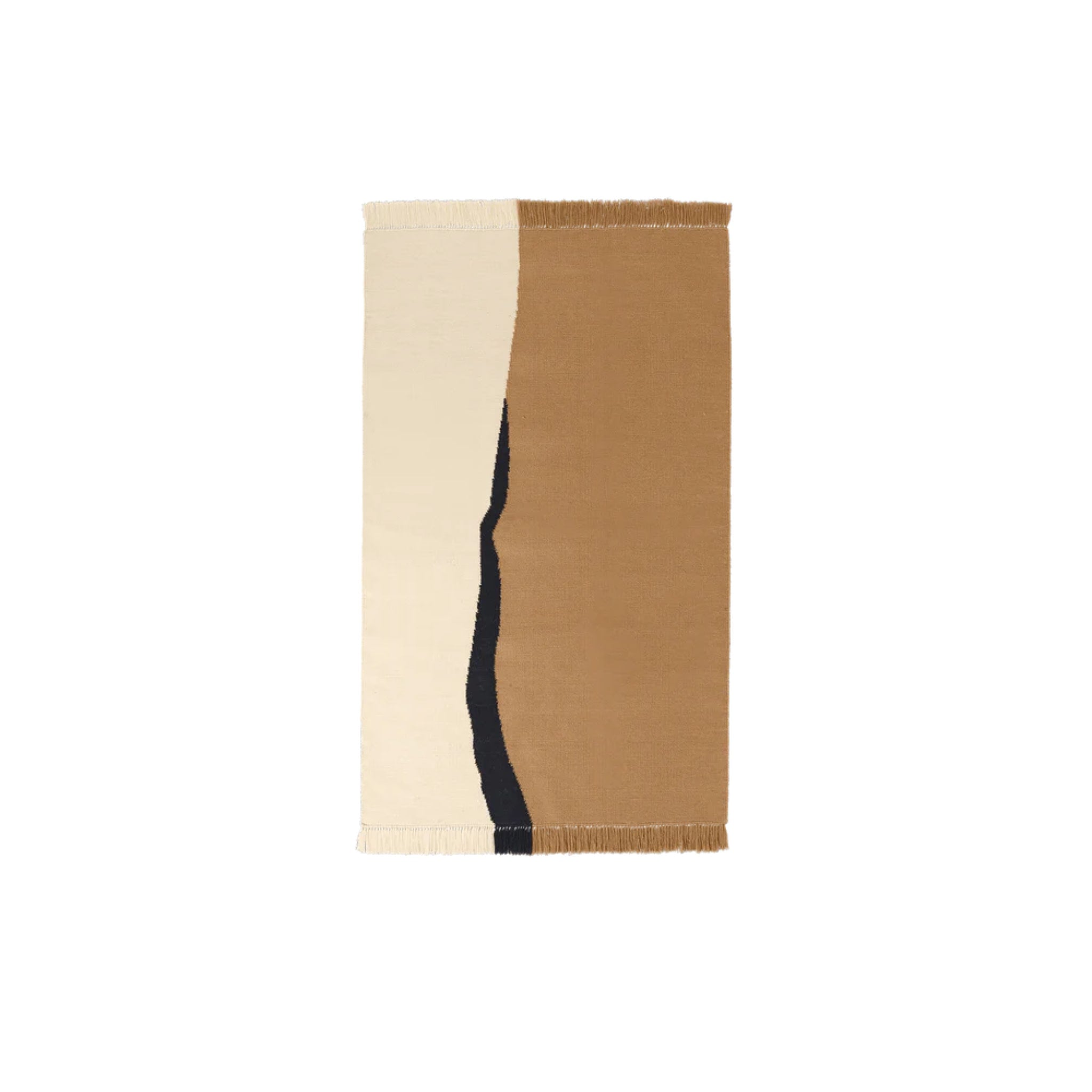 FERM LIVING Soil Kelim Runner Rug - Dark Sand & Off White - 70x180cm Handwoven Vintage Style - Perfect for Hallway, Living Room & Bedroom Decor