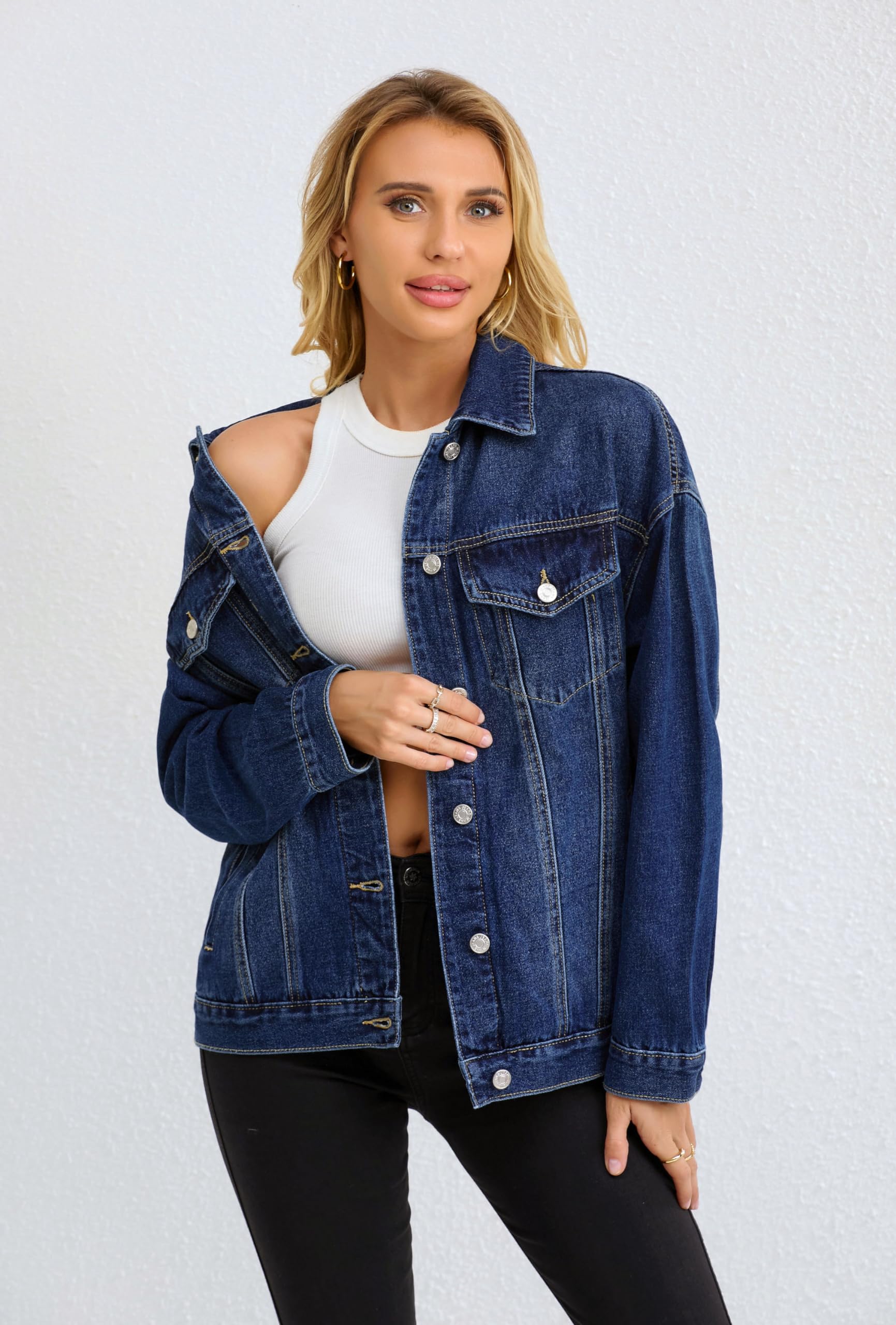 Trendy Oversized Denim Jacket for Women - Loose Fit Boyfriend Style Long Jean Coat | Casual Outfits, Streetwear & Layering Fashion