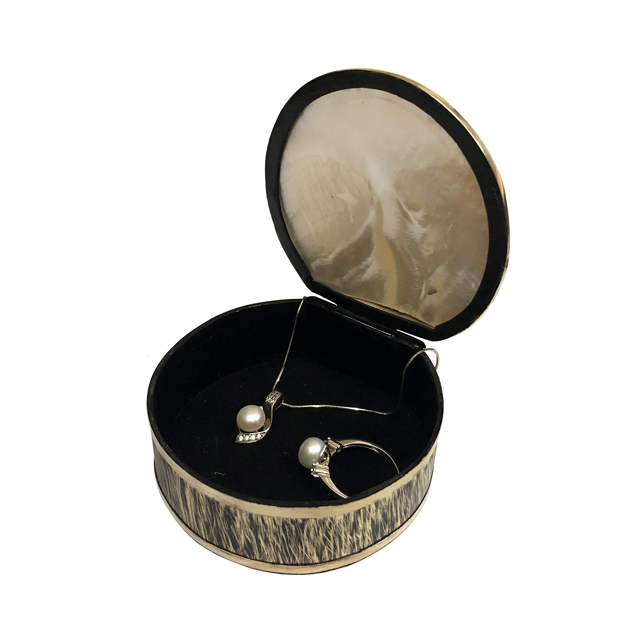 Handmade White Brass Jewelry Box with Mother of Pearl Lid - Small Hinged Trinket Box for Rings, Earrings & Keepsakes - Perfect Gift for Women, Bridesmaids & Special Occasions - Elegant Yellow Design