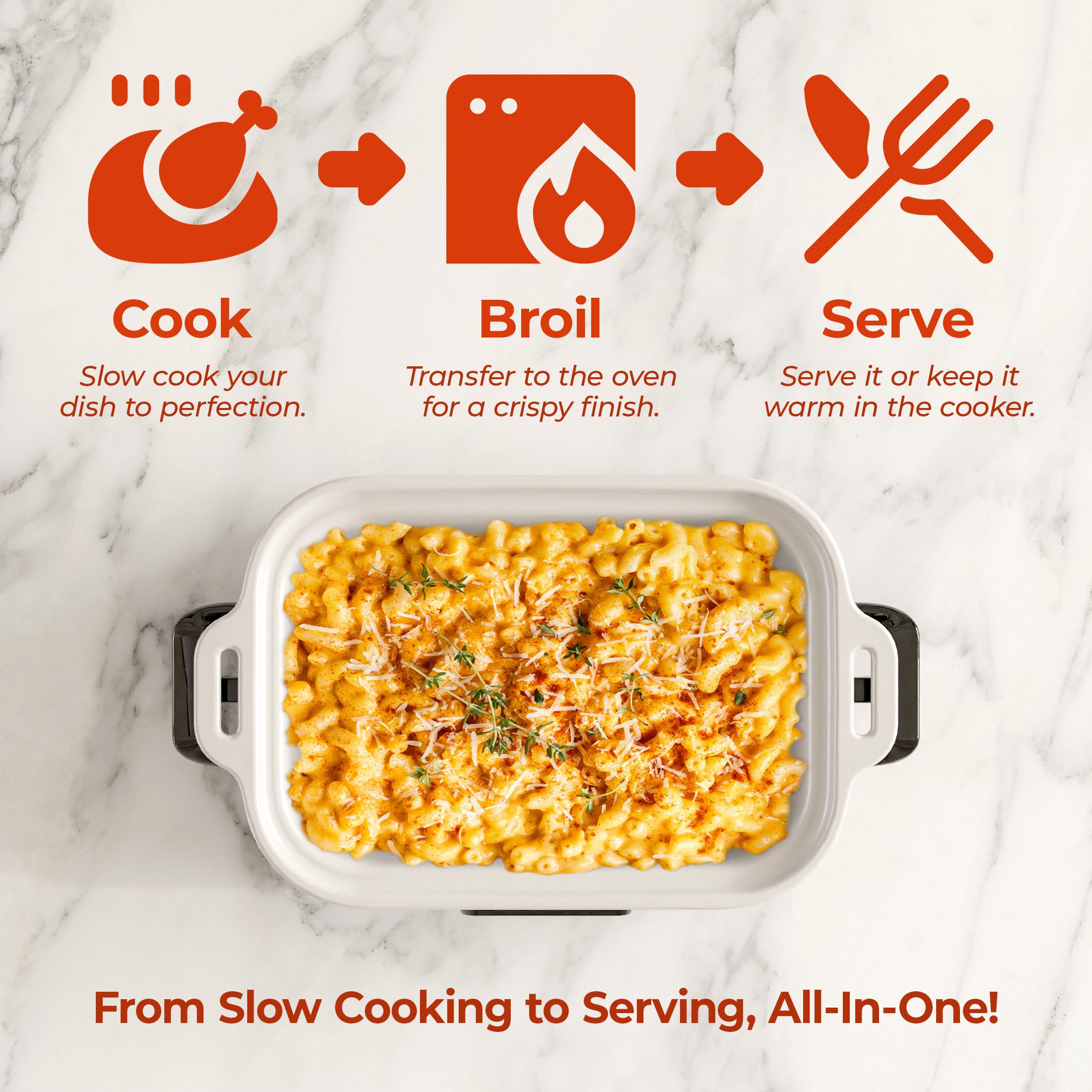 Premium 4 Quart Digital Slow Cooker with Ceramic Pot - Oven & Dishwasher Safe Casserole Dish (Red) - Perfect for Family Dinners, Meal Prep & Holiday Cooking