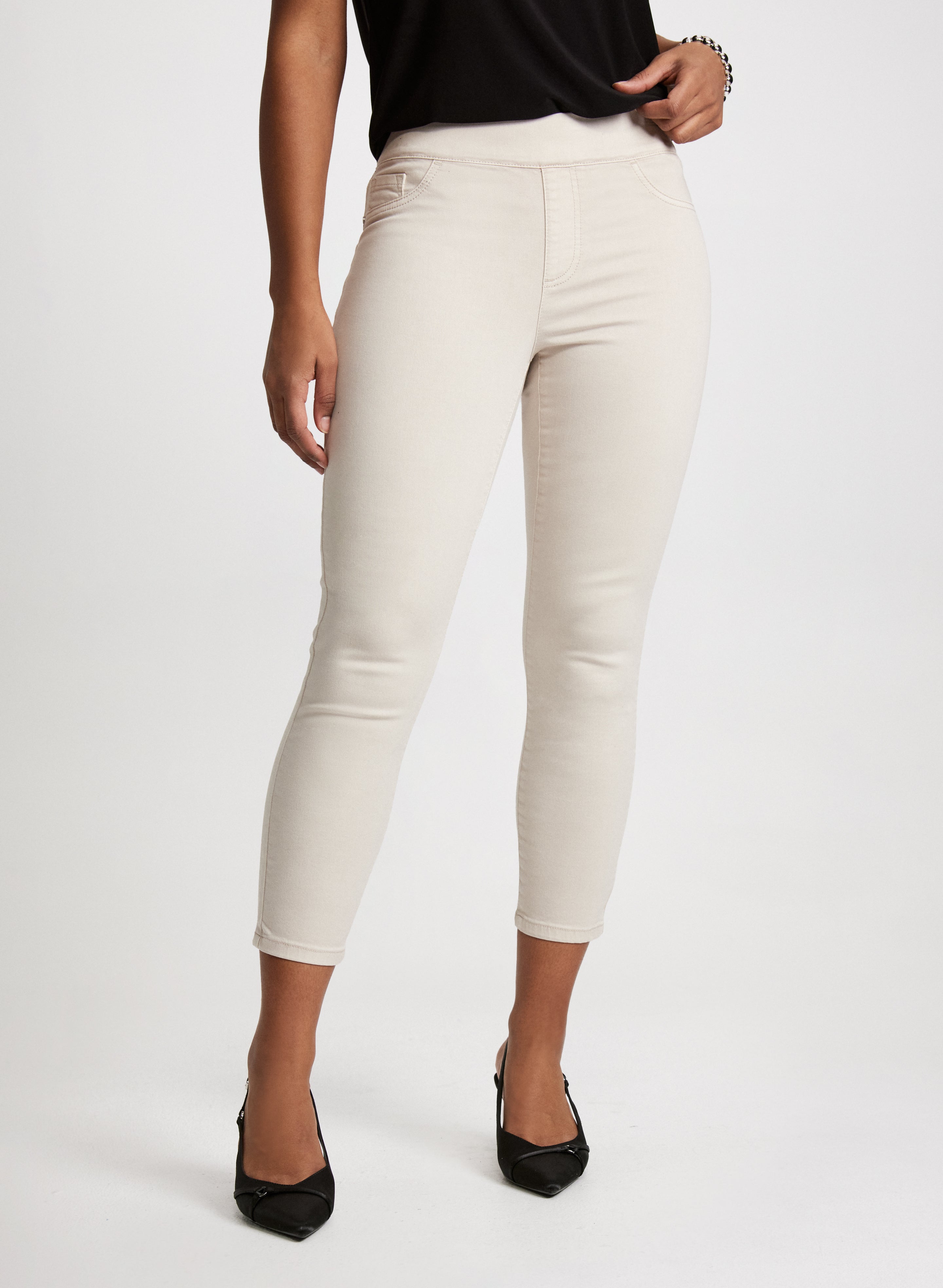 Women's Ankle Length Pull On Jeans - Stretchy Comfort Fit Skinny Jeggings for Casual Wear & Everyday Outfits