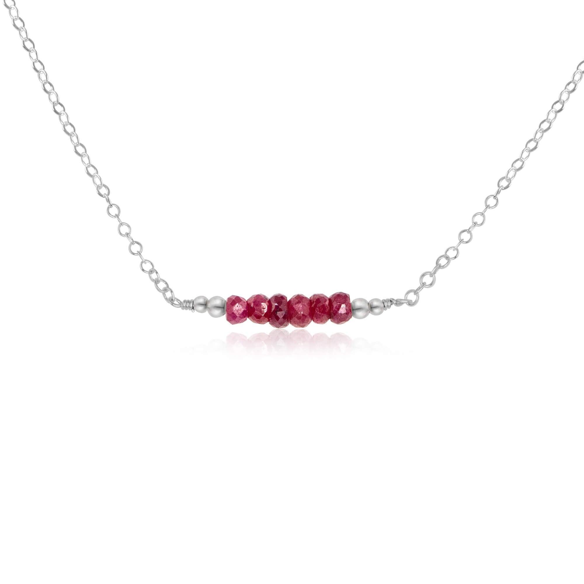 Sparkling Red Ruby Faceted Bead Bar Necklace for Women - Elegant Jewelry Gift for Birthday, Anniversary & Special Occasions