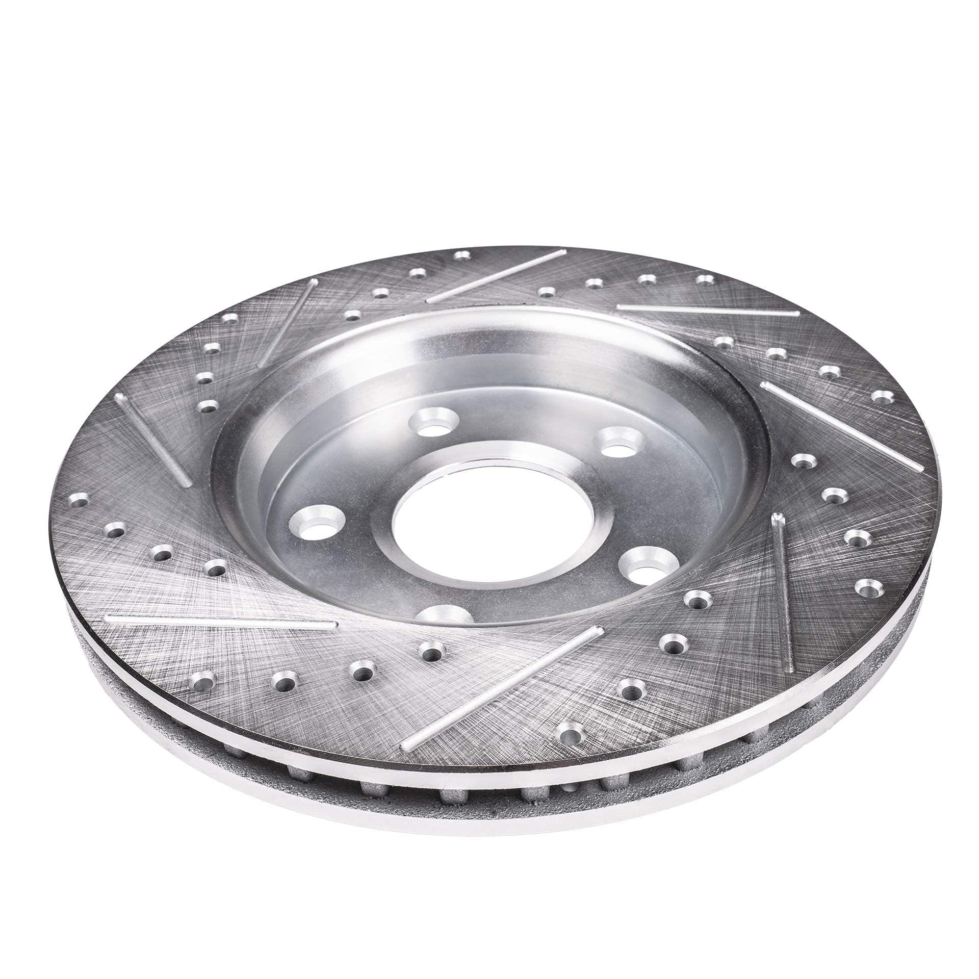 Detroit Axle - Front Drilled & Slotted Brake Rotors Replacement for Chrysler 300, Dodge Charger, Challenger, Magnum - 14.17 Inch - High Performance & Heat Dissipation - Perfect for Street Racing & Daily Driving