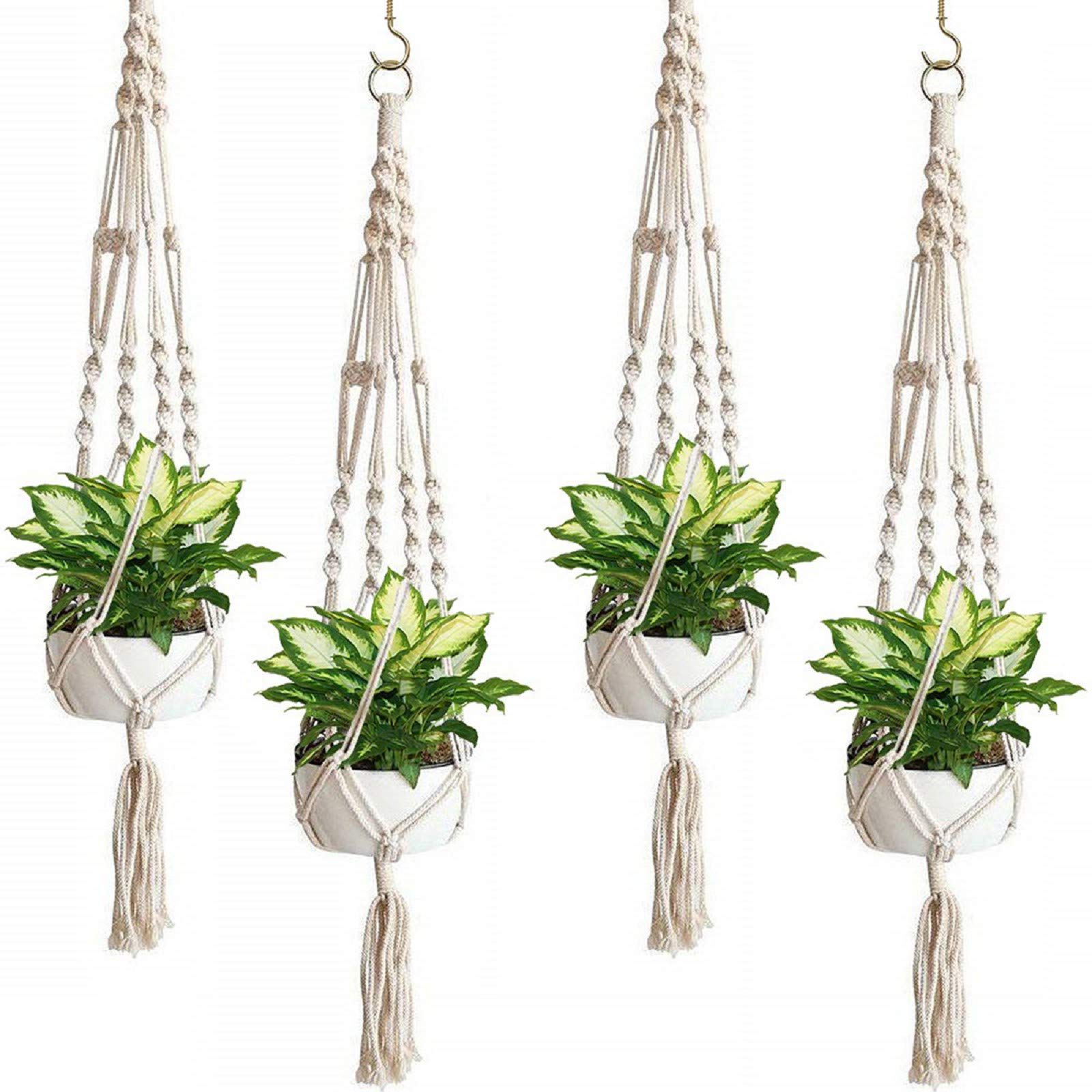 Yolispa Hanging Planters for Indoor & Outdoor Use - Cotton Rope Plant Pot Hanger Basket for Home, Garden, Office Decor (1pc) - Perfect for Small Spaces, Balconies & Window Displays