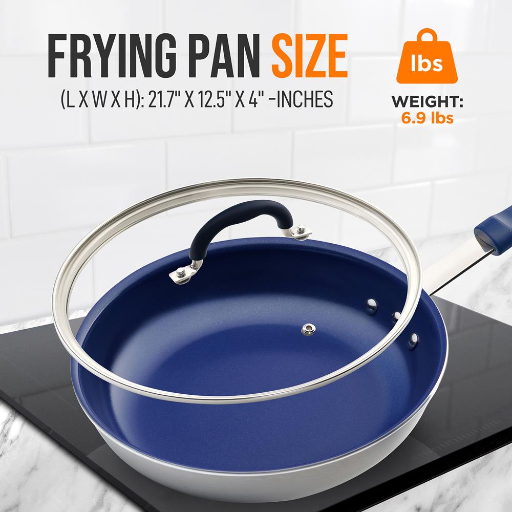 Non-Stick Fry Pan with Glass Lid - 10 Inch Skillet for Healthy Cooking, Omelets & Pancakes - Dishwasher Safe & PFOA Free - Perfect for Home Kitchen & Camping