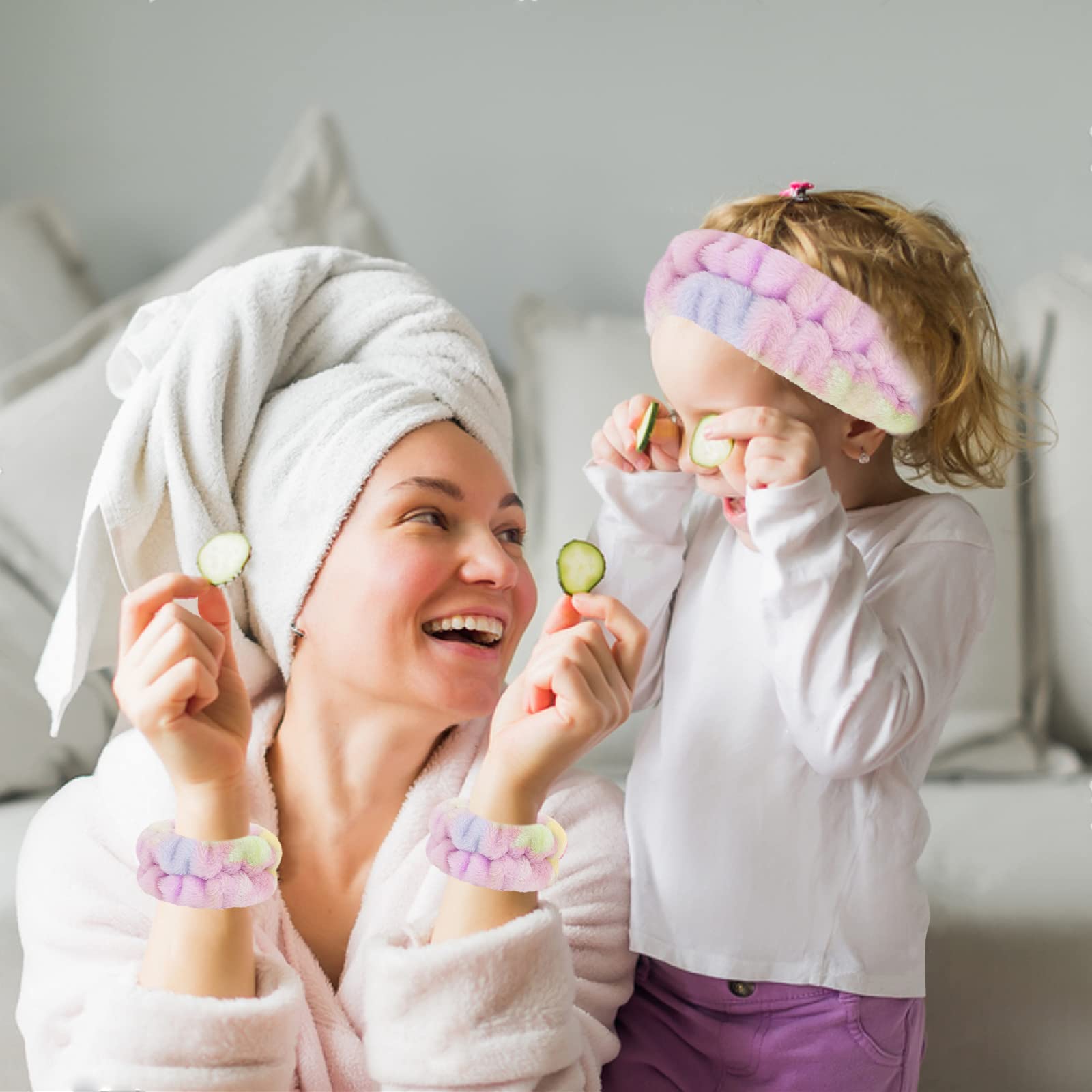 **Soft Microfiber Face Wash Headband & Wristband Set - Absorbent Spa Scrunchies with Holder for Washing - Perfect for Skincare, Makeup Removal & Spa Days**