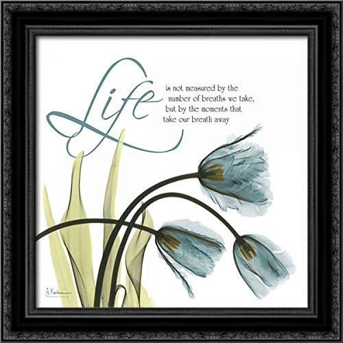 Albert Koetsier Swaying Tulips Blue - 20x20 Inch Black Ornate Framed Canvas Art Print | Wall Decor for Living Room, Bedroom & Office