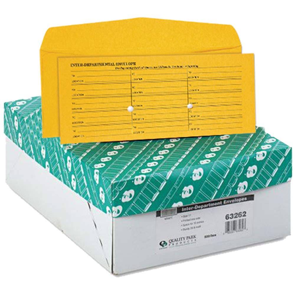 Quality Park Single-Sided Inter-Department Envelopes - Multipurpose Kraft Envelopes 10.37 x 4.50 Inches with Flap - 500 Pack Brown - Perfect for Office Mail, Business Correspondence & Document Organization