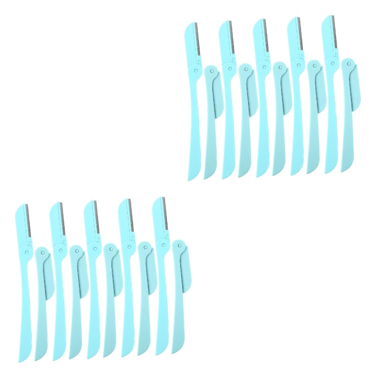 20 Pcs Foldable Eyebrow Trimmer Set for Women - Facial Shaver, Razor, Scissors & Tweezers | Portable Eyebrow Grooming Kit with Green ABS Handle | Perfect for Travel, Home & Salon Use
