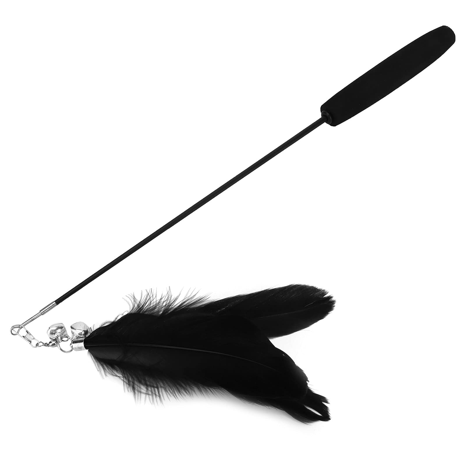 Durable Cat Feather Toys - Interactive Biting-Resistant Colorful Cat Wand with Bells for Indoor Play, Exercise & Bonding (Black) - Perfect for Kittens & Adult Cats at Home