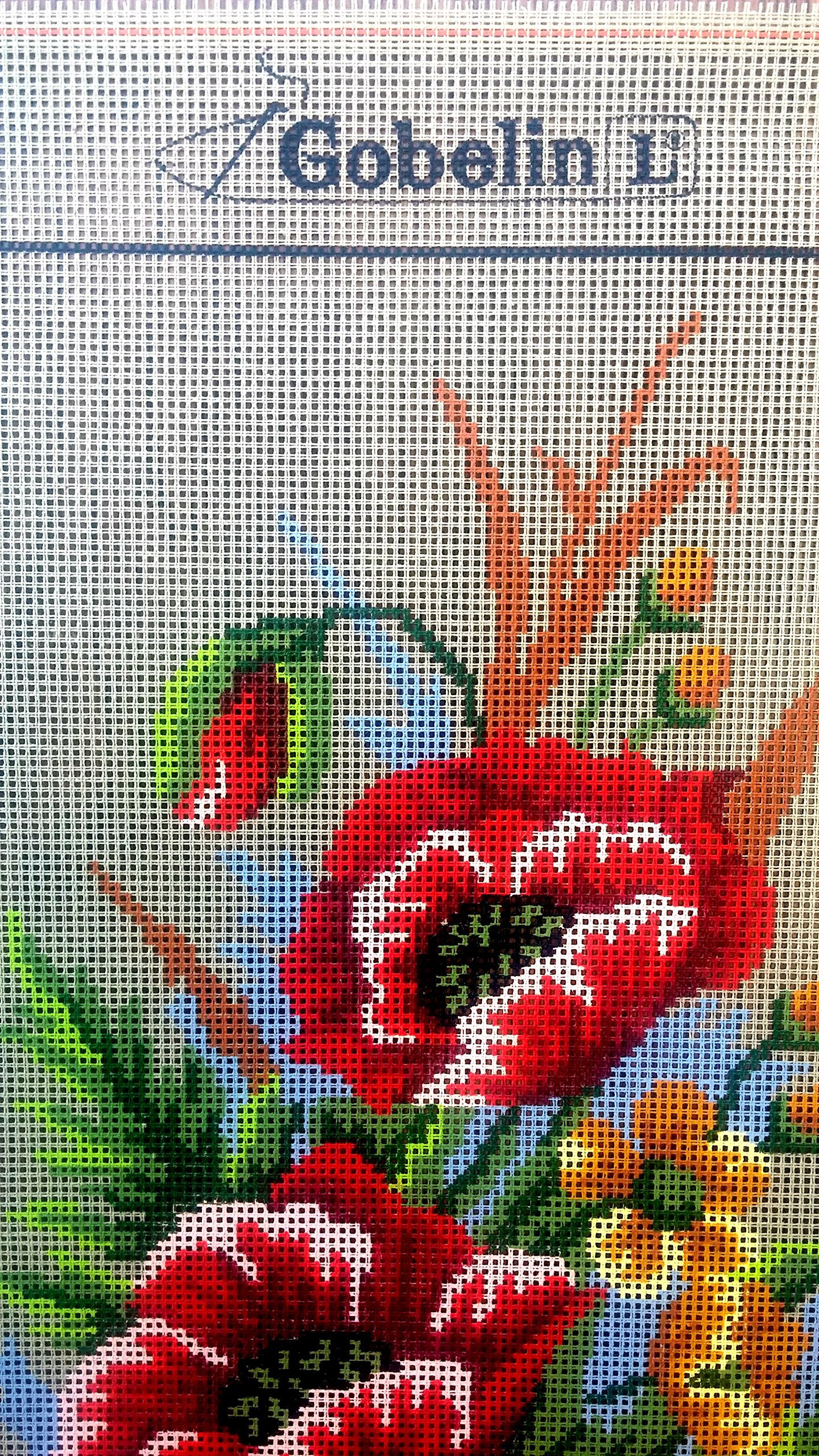 Three Red Poppies Needlepoint Canvas Kit - Hand Embroidery Cross Stitch Supplies for DIY Home Decor, Wall Art, and Craft Projects