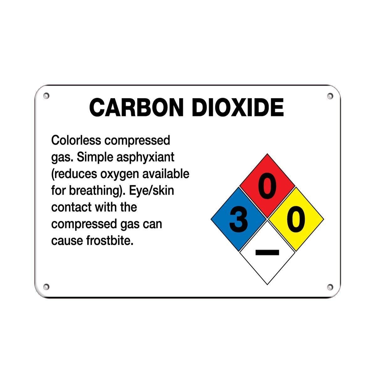 Carbon Dioxide Gas Warning Sign - Simple Asphyxiant & Frostbite Hazard - 8x12 Inch Aluminum Metal Tin Sign for Workplace Safety & Industrial Use