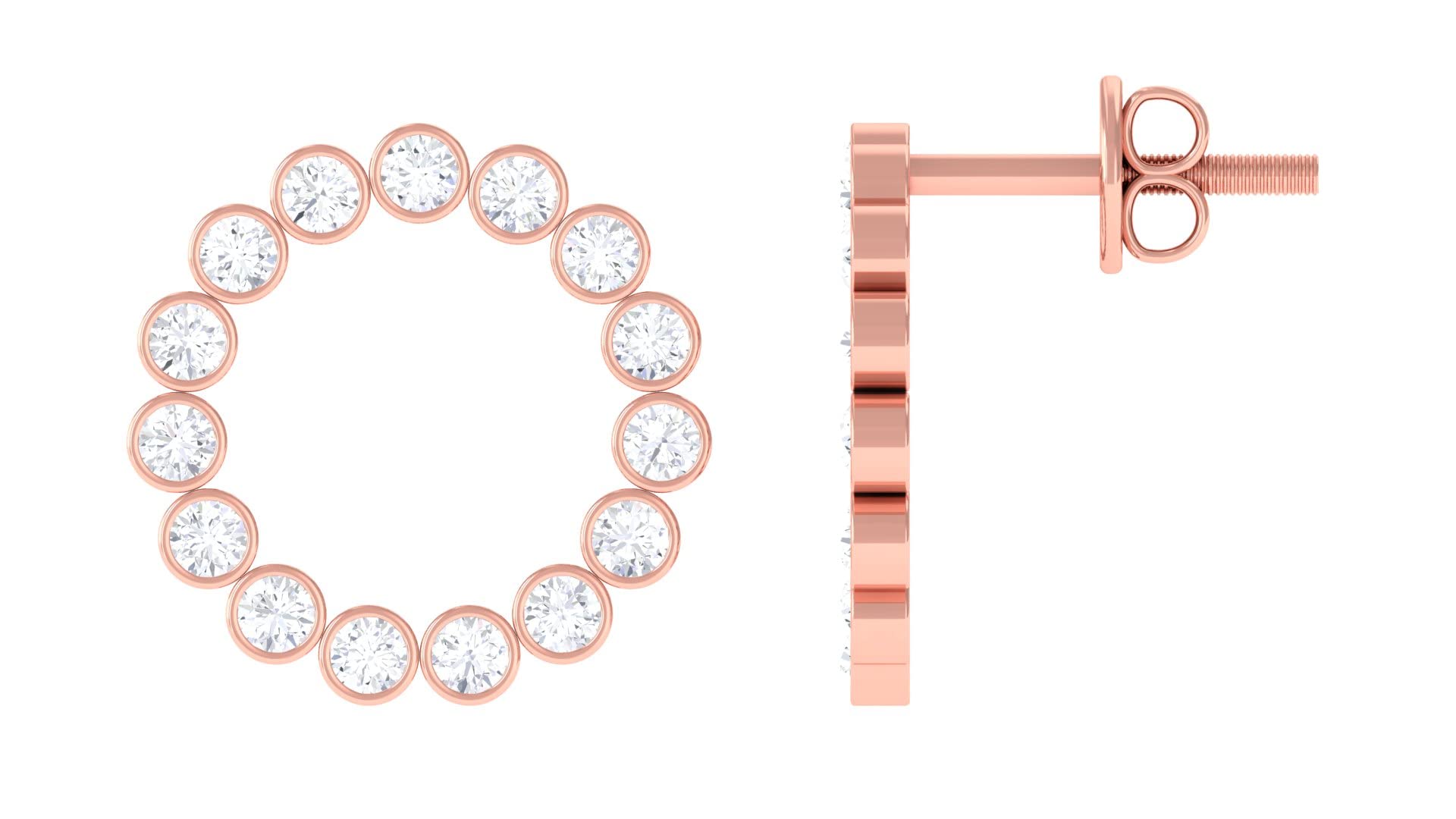 14K Solid Gold Diamond Stud Earrings for Women - Elegant Eternity Hoop Earrings, April Birthstone Jewelry Gift for Her - Perfect for Weddings, Anniversaries & Special Occasions