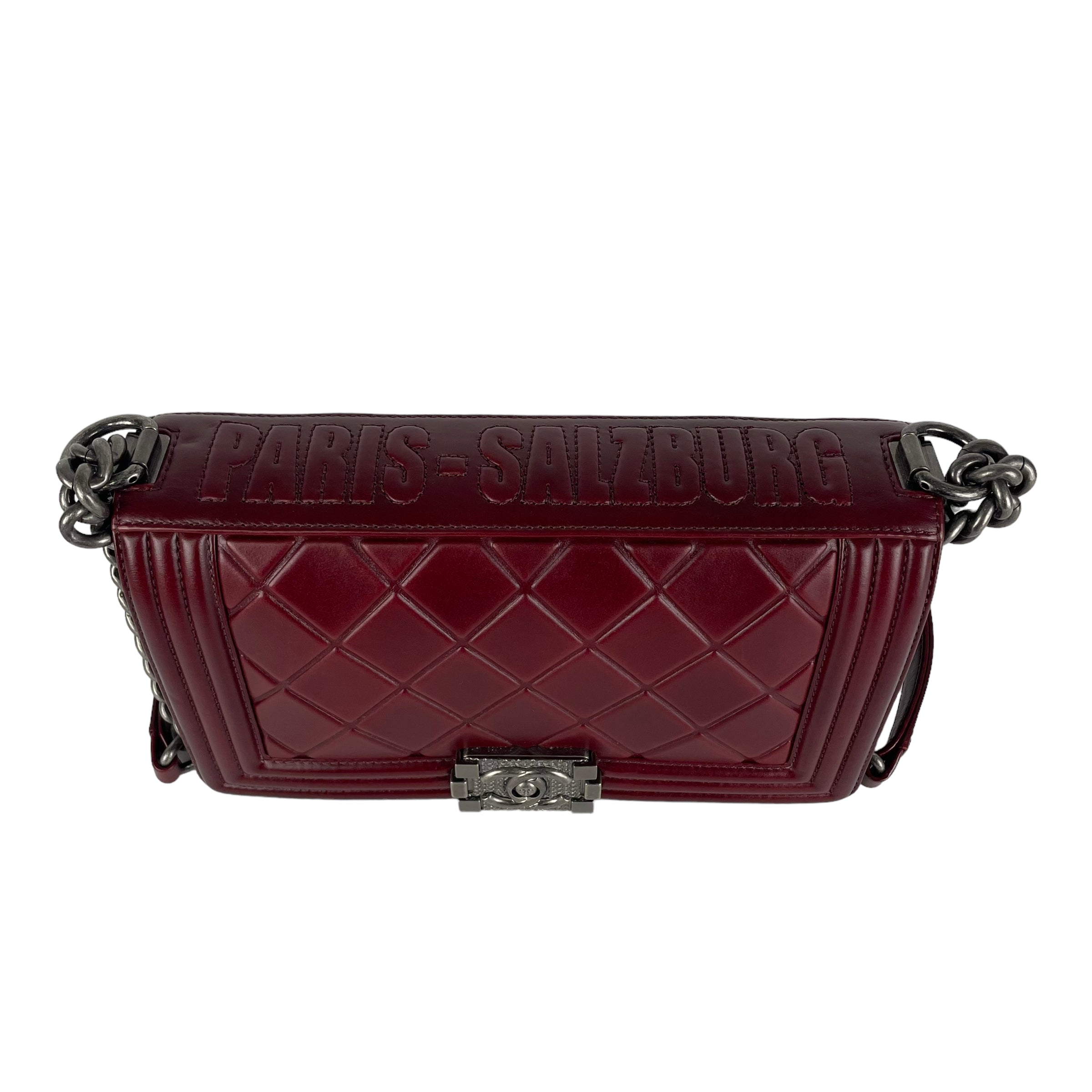 Chanel Old Medium Boy Bag in Burgundy Leather - Luxury Crossbody Handbag for Women, Perfect for Evening Events & Date Nights