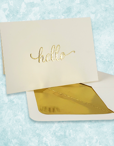 Hello Hello Embossed Note Cards - Elegant Greeting Cards for Thank You Notes, Invitations & Special Occasions - Perfect for Weddings, Birthdays & Corporate Events